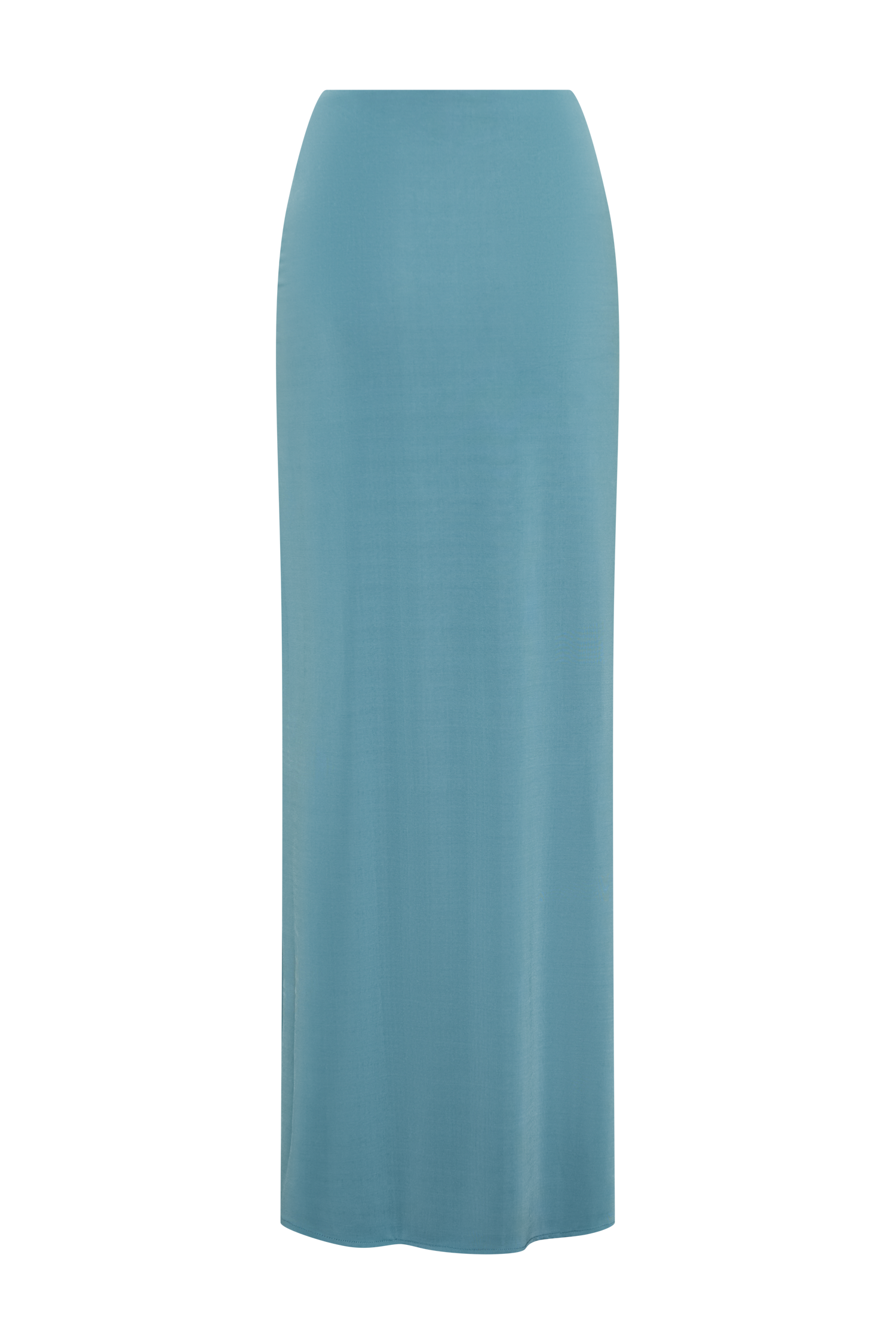 Erina Slinky Ruched Maxi Skirt With Hardware - Teal