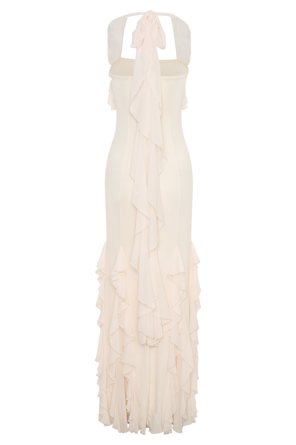 Etta Ruffle Slinky Maxi Dress - Ivory
