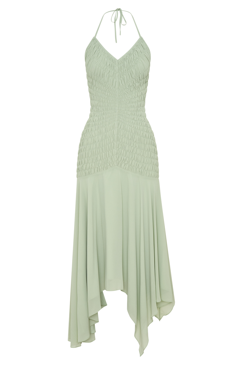 Evelyn Shirred Chiffon Maxi Dress - Sage