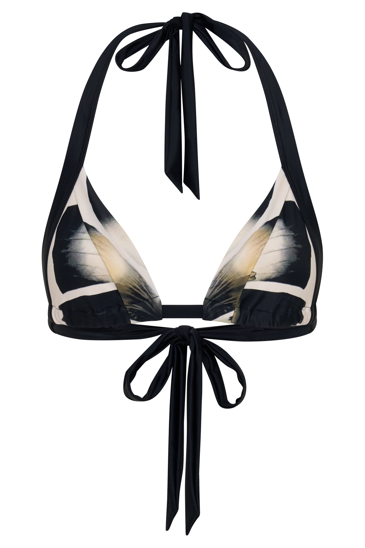 Fern Triangle Bikini Top - Ivory Oversized Floral Print