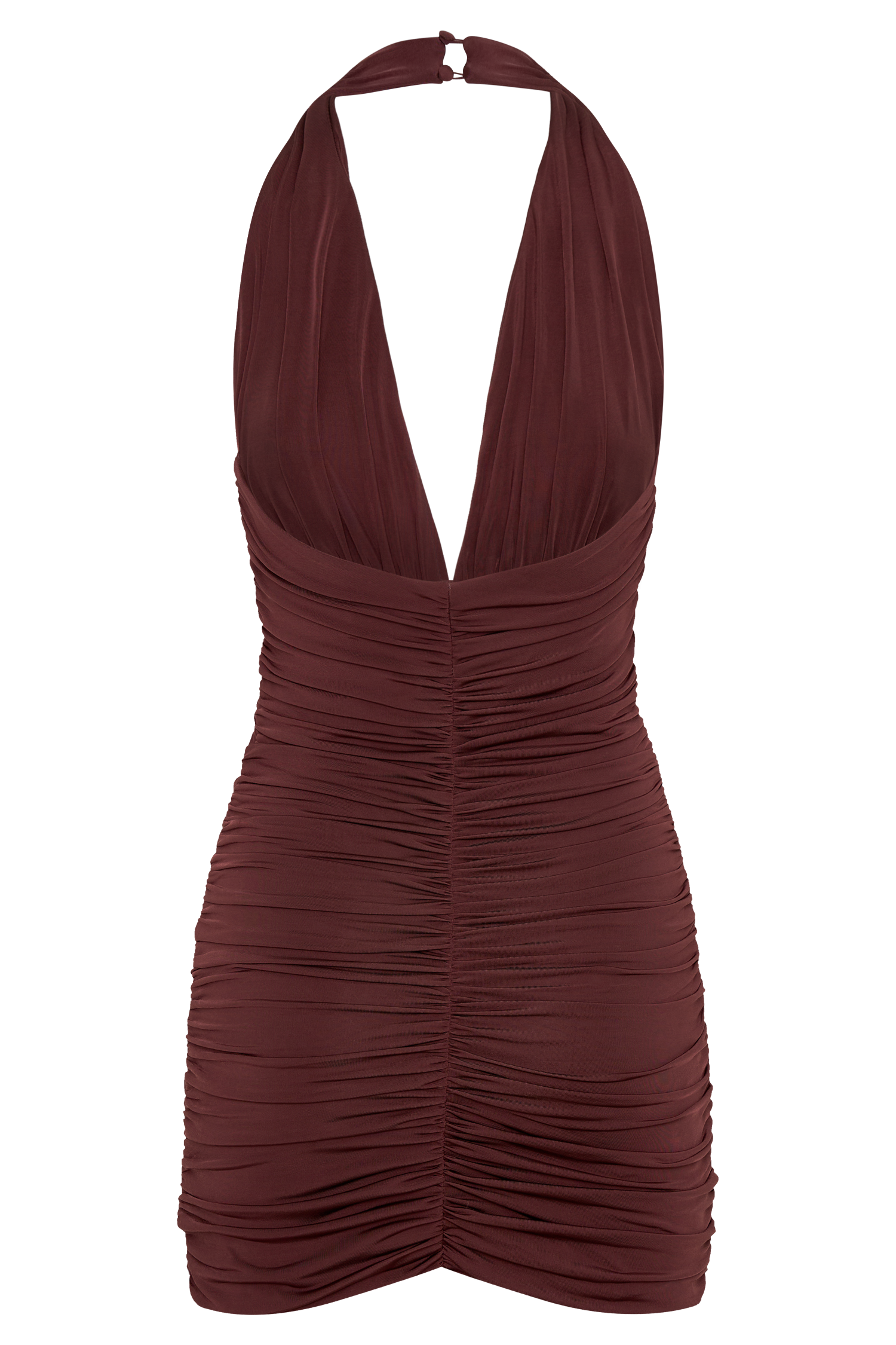 Fleur Ruched Slinky Mini Dress - Mahogany