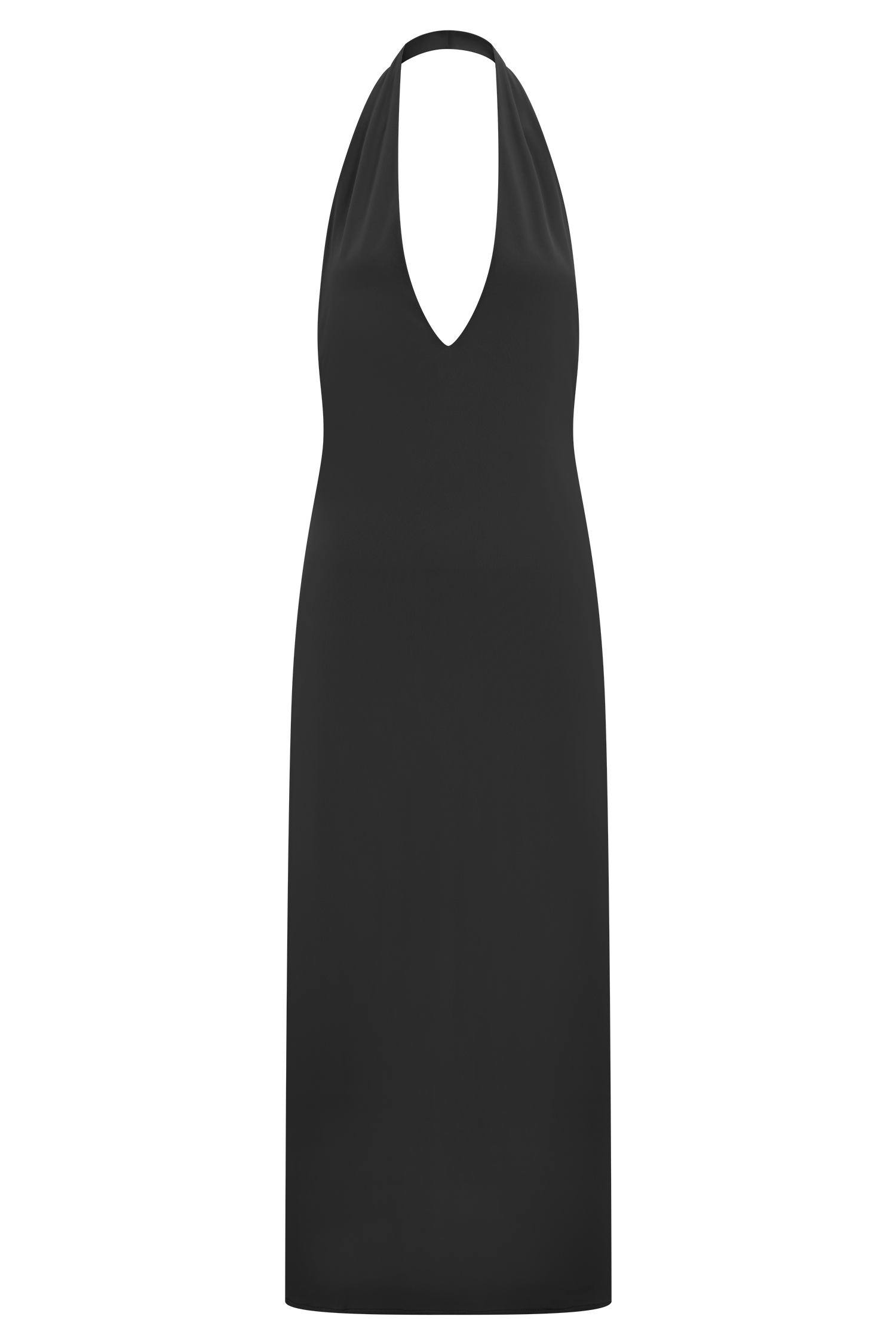 Genie Slinky Halter Midi Dress - Black