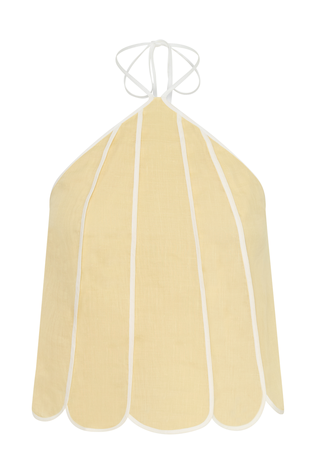 Georgia Panelled Halter Sleeveless Top - Butter