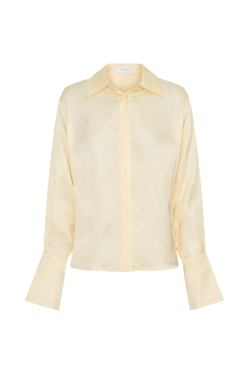 Gia Long Sleeve Satin Shirt - Buttermilk