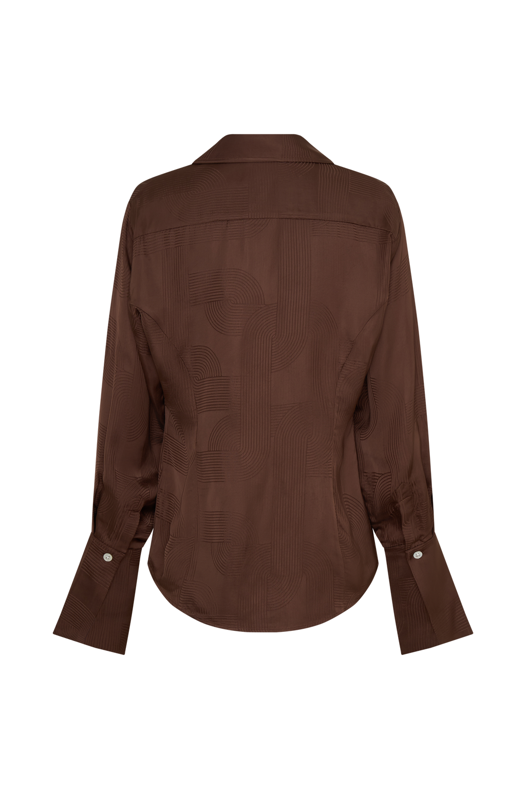 Gia Long Sleeve Satin Shirt - Chocolate