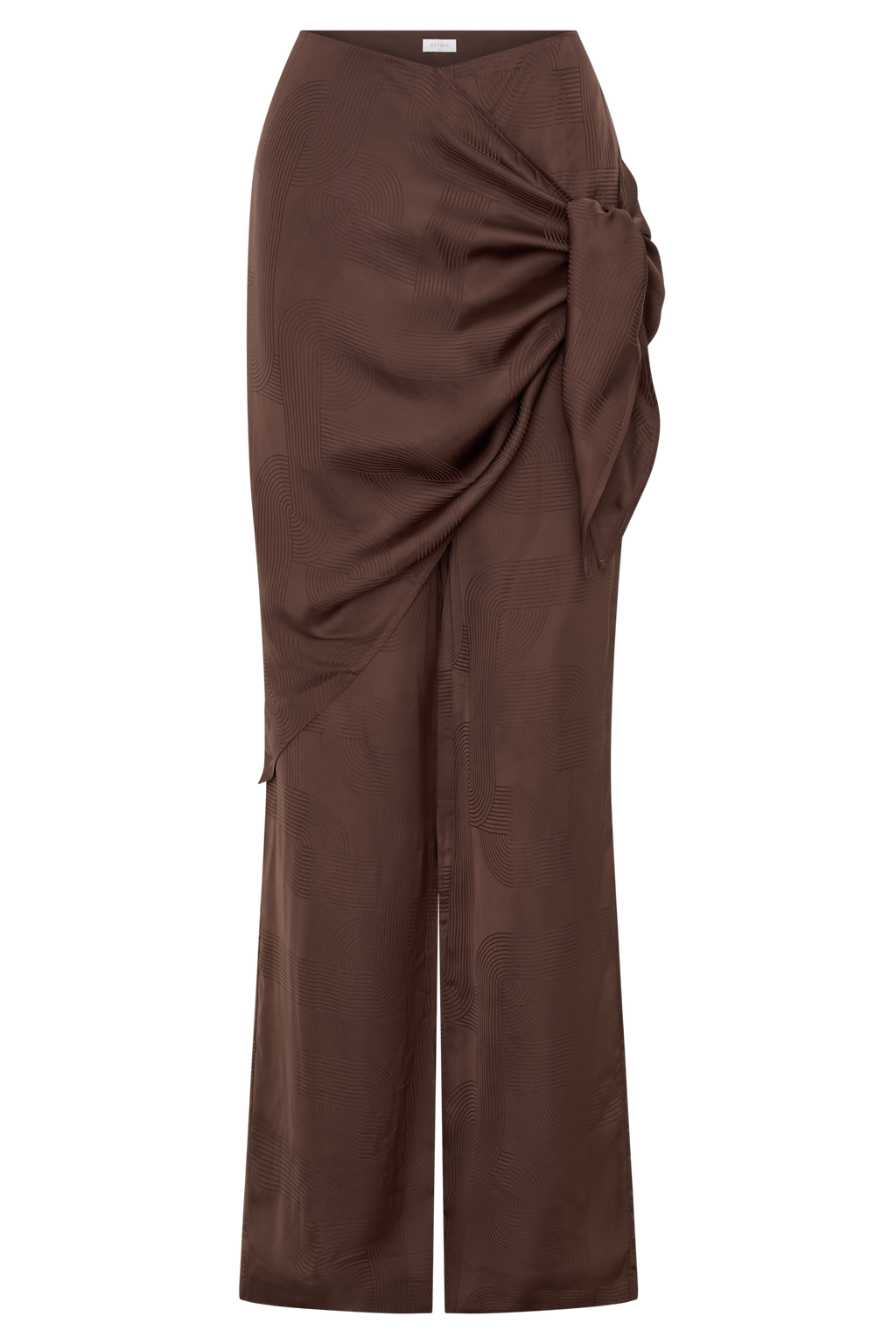Gia Wrapped Tie Satin Pants - Chocolate