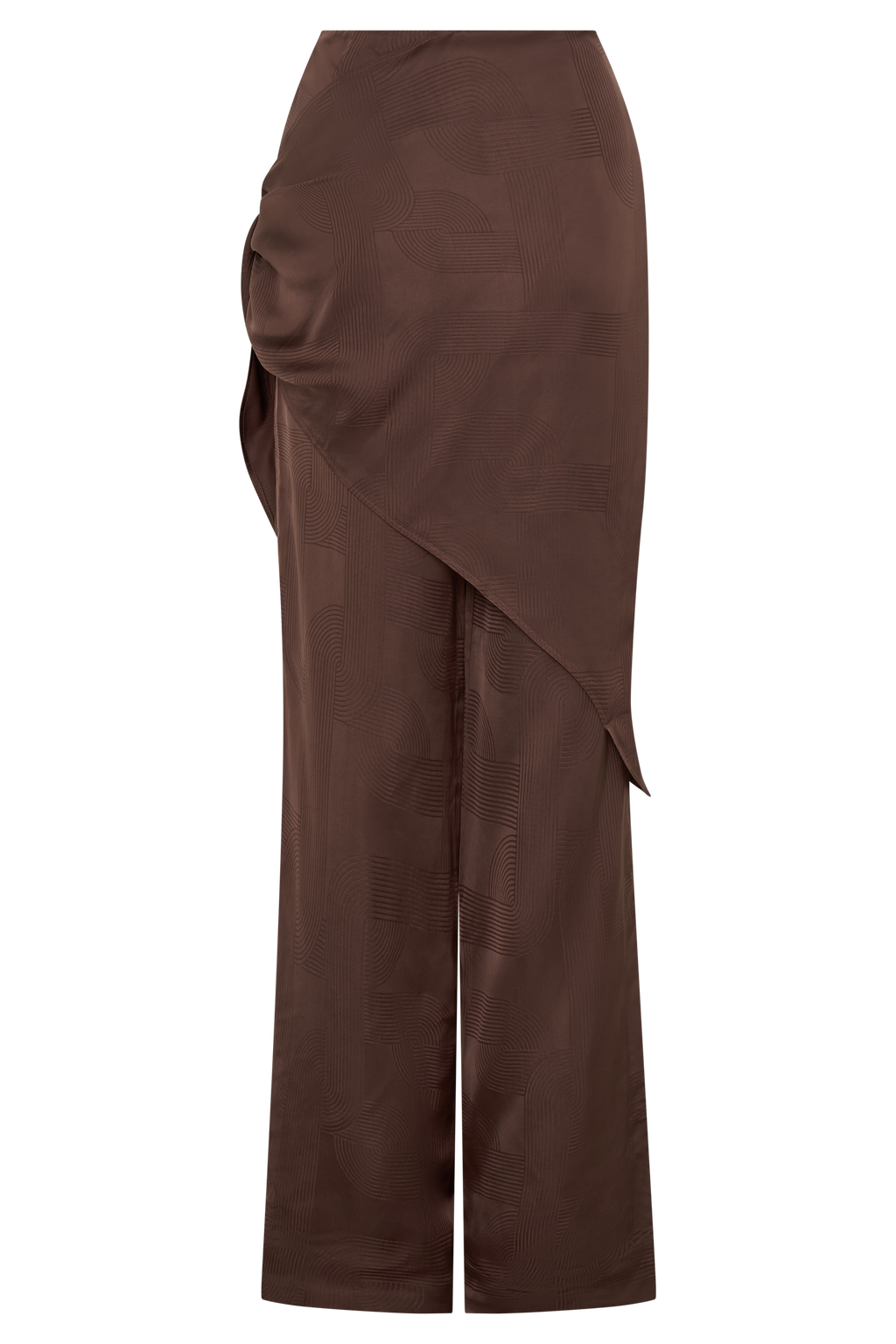 Gia Wrapped Tie Satin Pants - Chocolate