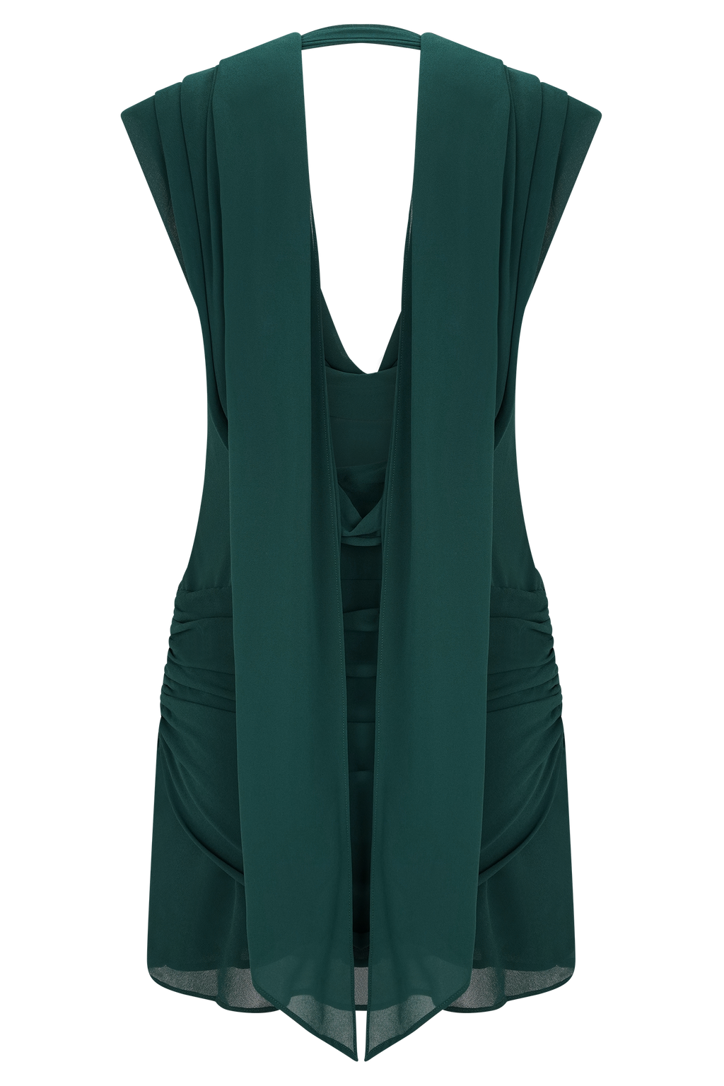 Giulia Chiffon Draped Mini Dress - Dark Emerald