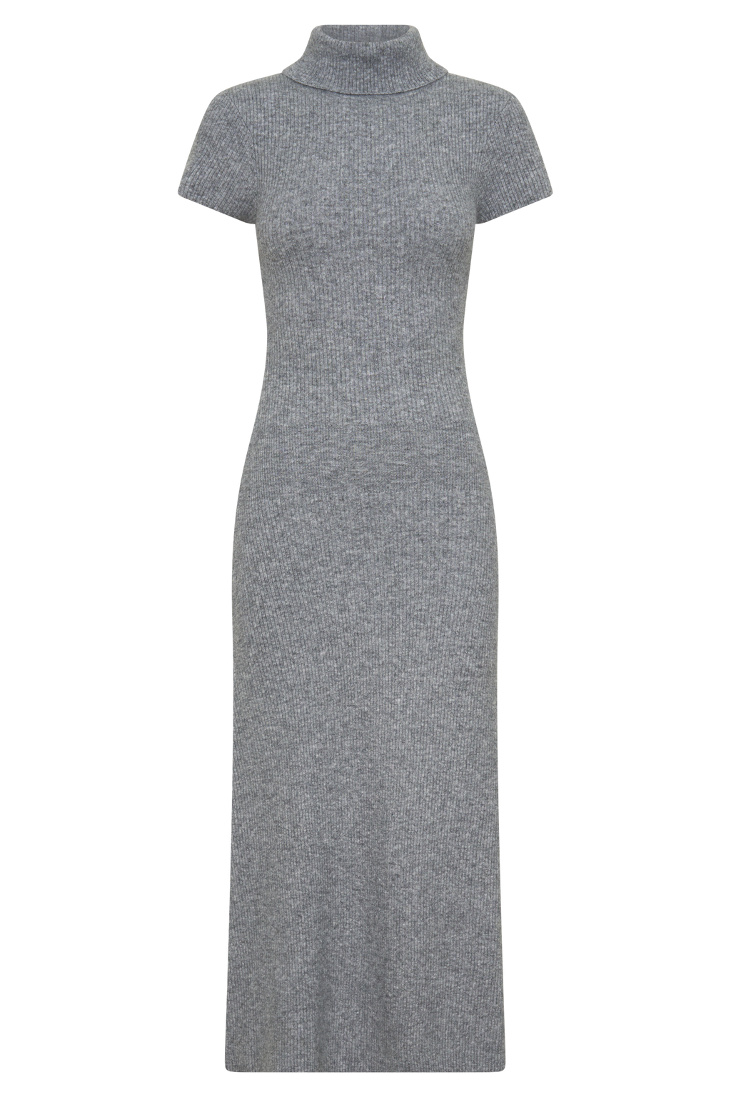Goldie High Neck Knit Midi Dress - Grey Marle