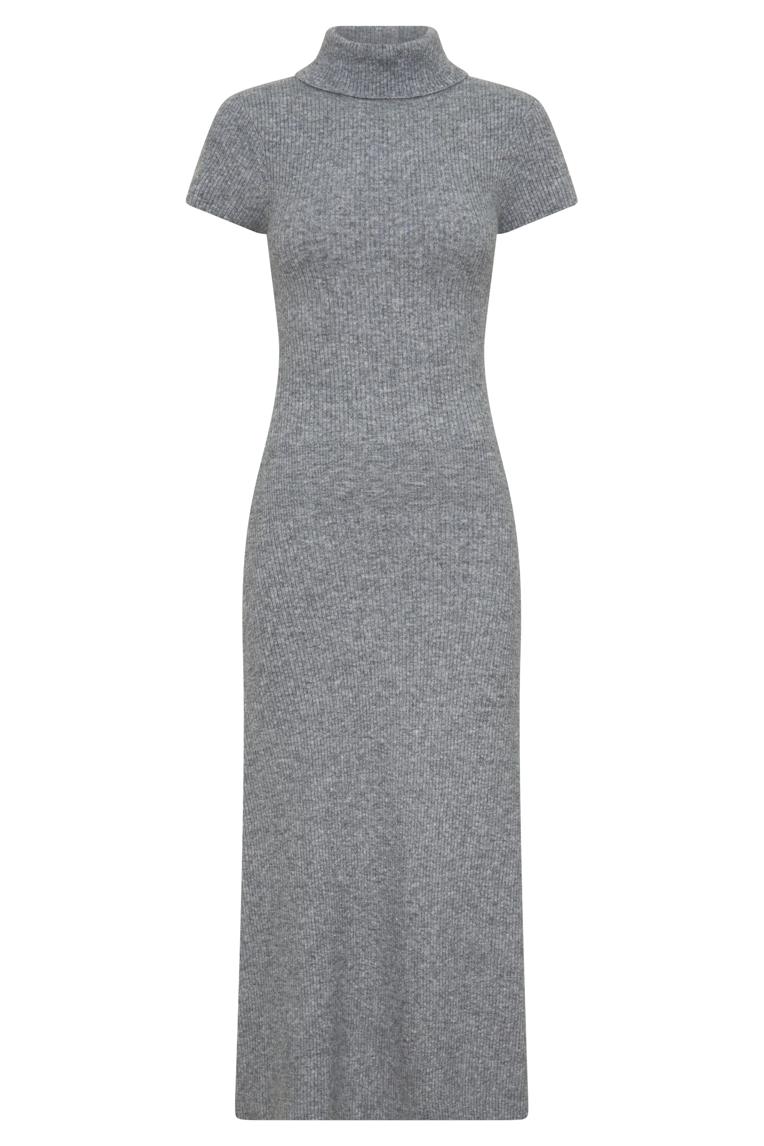 Goldie High Neck Knit Midi Dress - Grey Marle