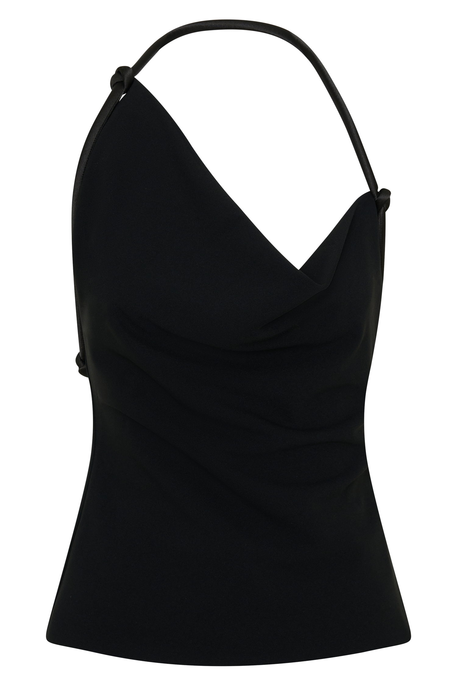 Gracie Halter Neck Asymmetrical Top - Black