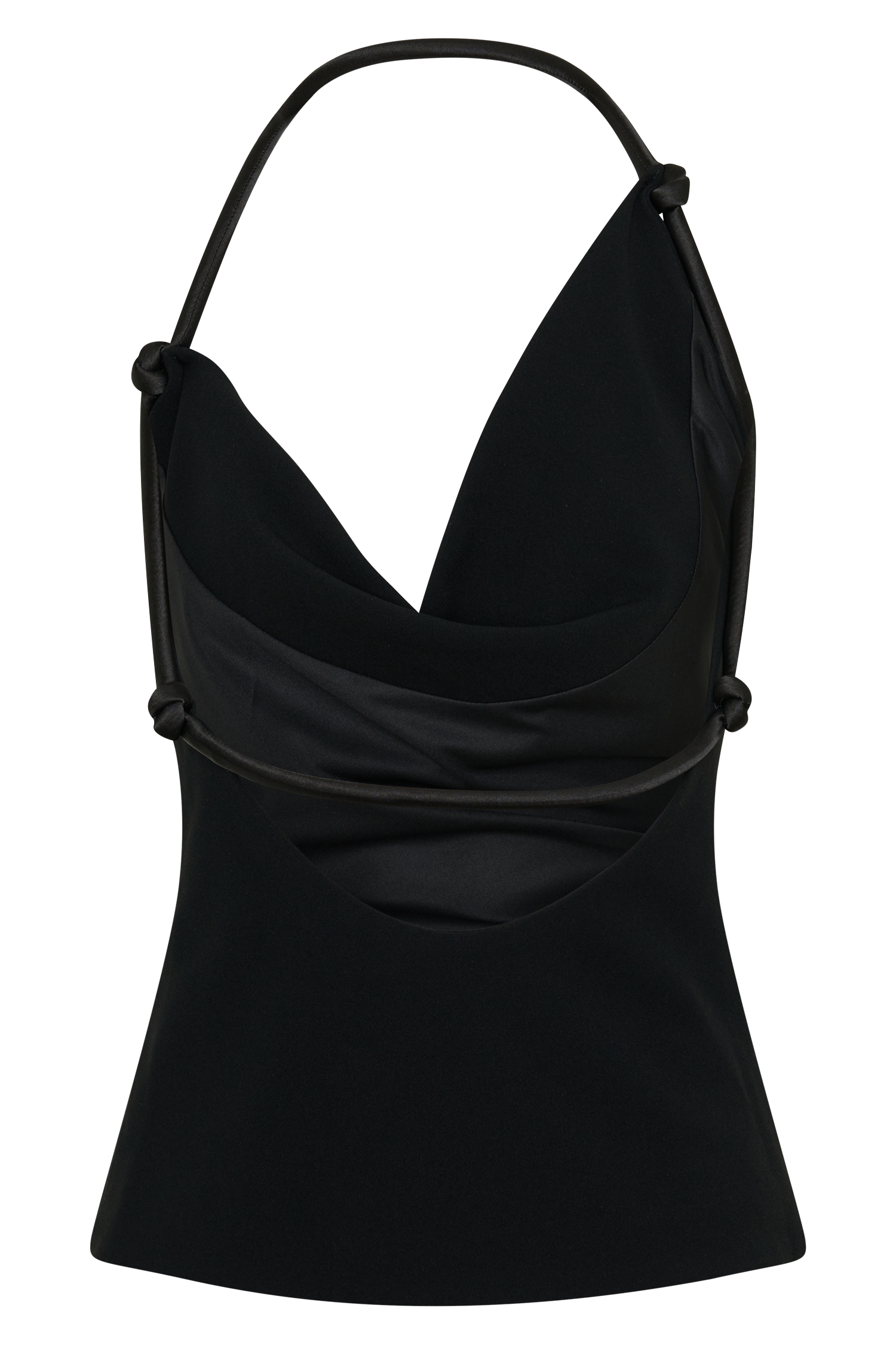 Gracie Halter Neck Asymmetrical Top - Black