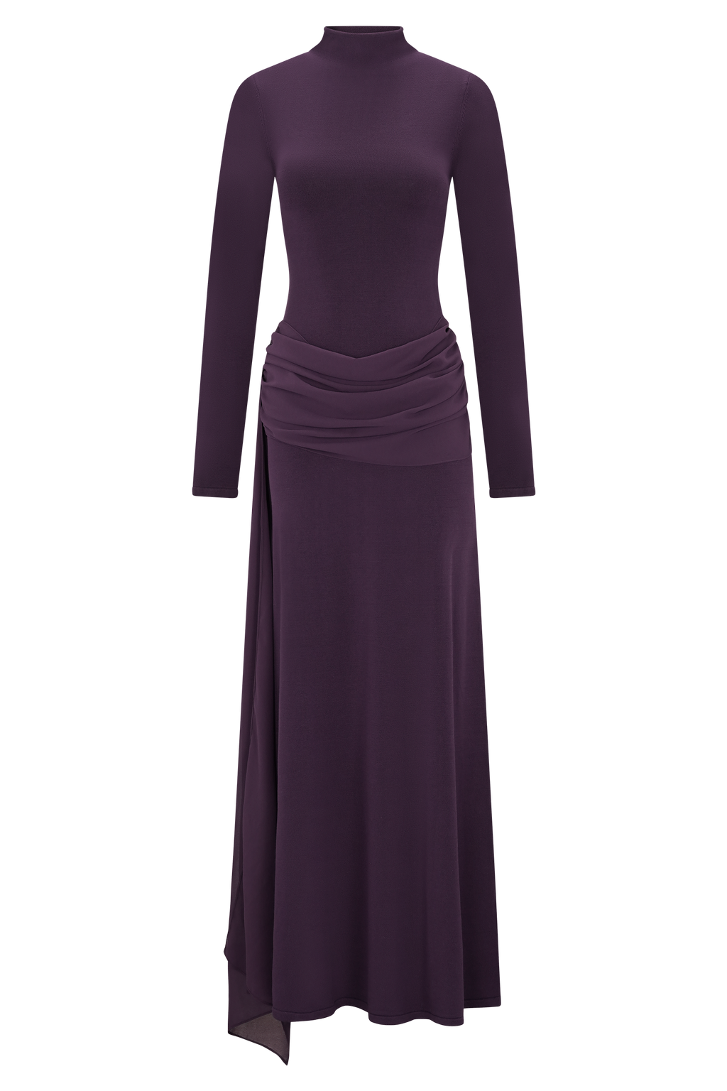 Grayson Knit Chiffon Maxi Dress - Plum