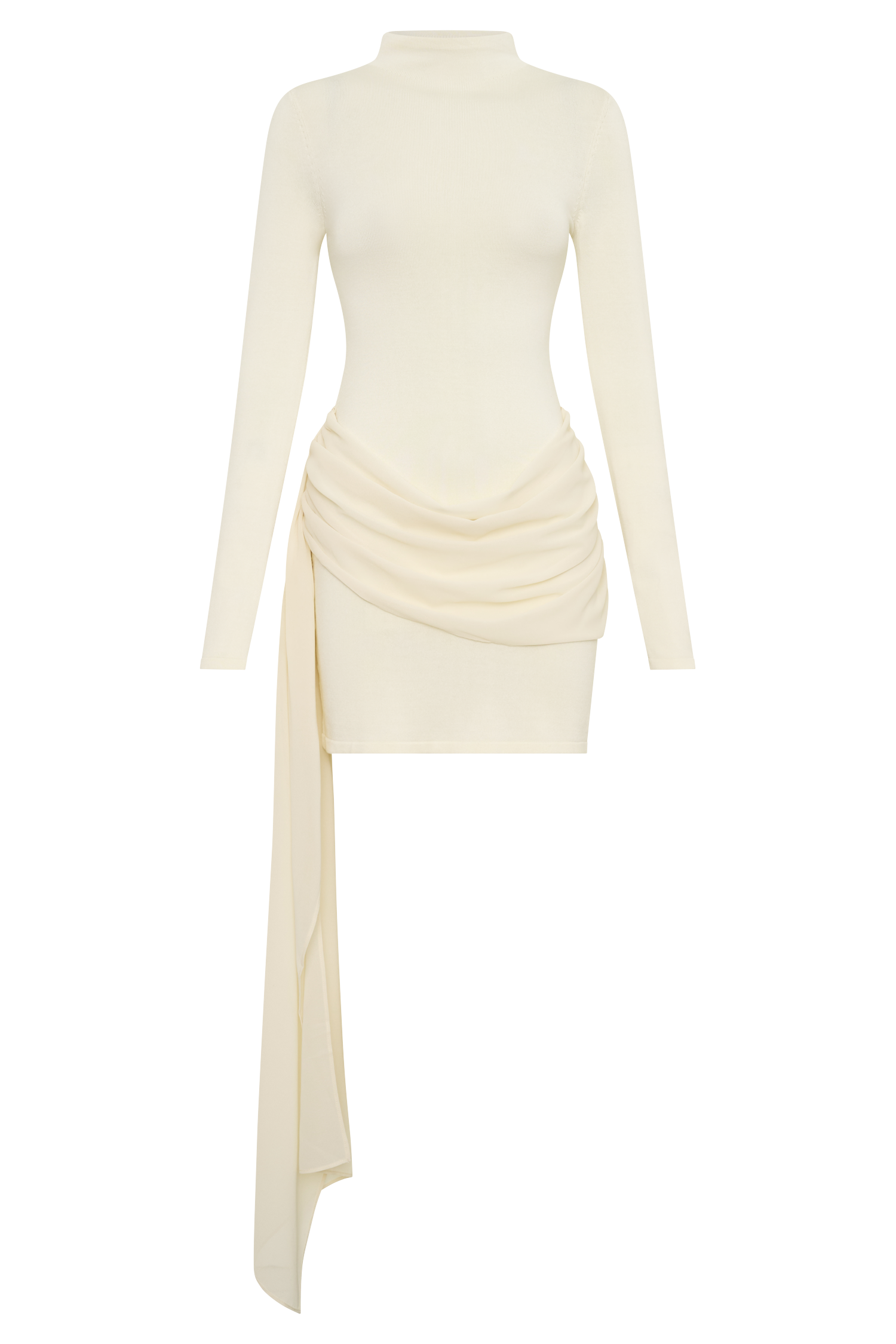 Grayson Knit Chiffon Mini Dress - Buttercream