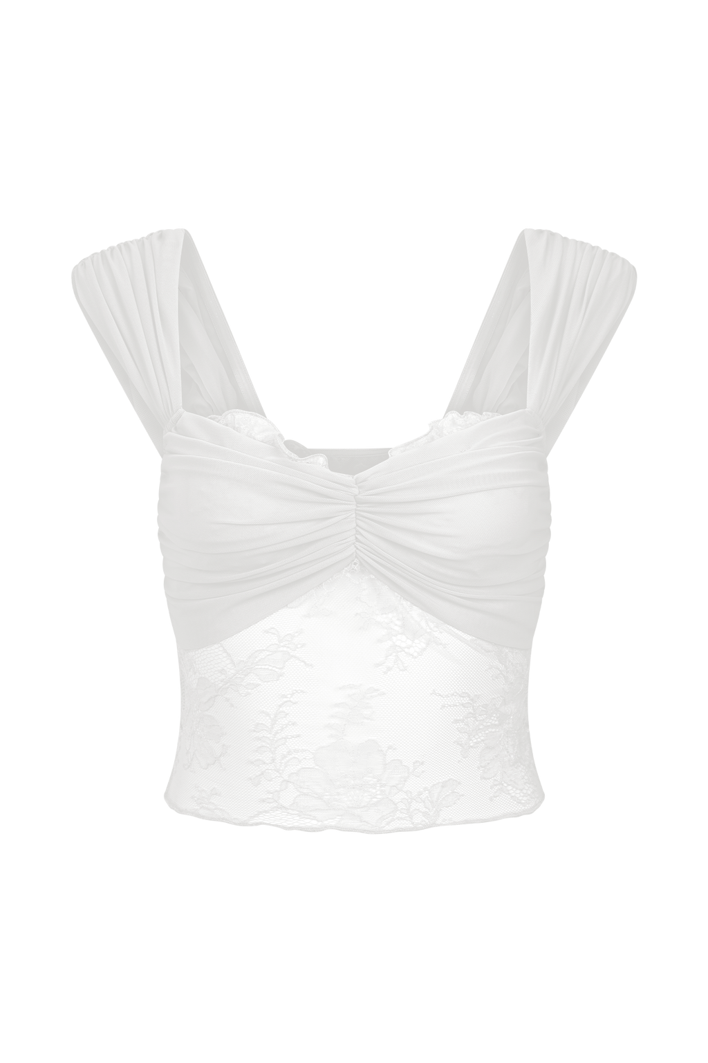 Guinevere Lace And Mesh Top - Ivory