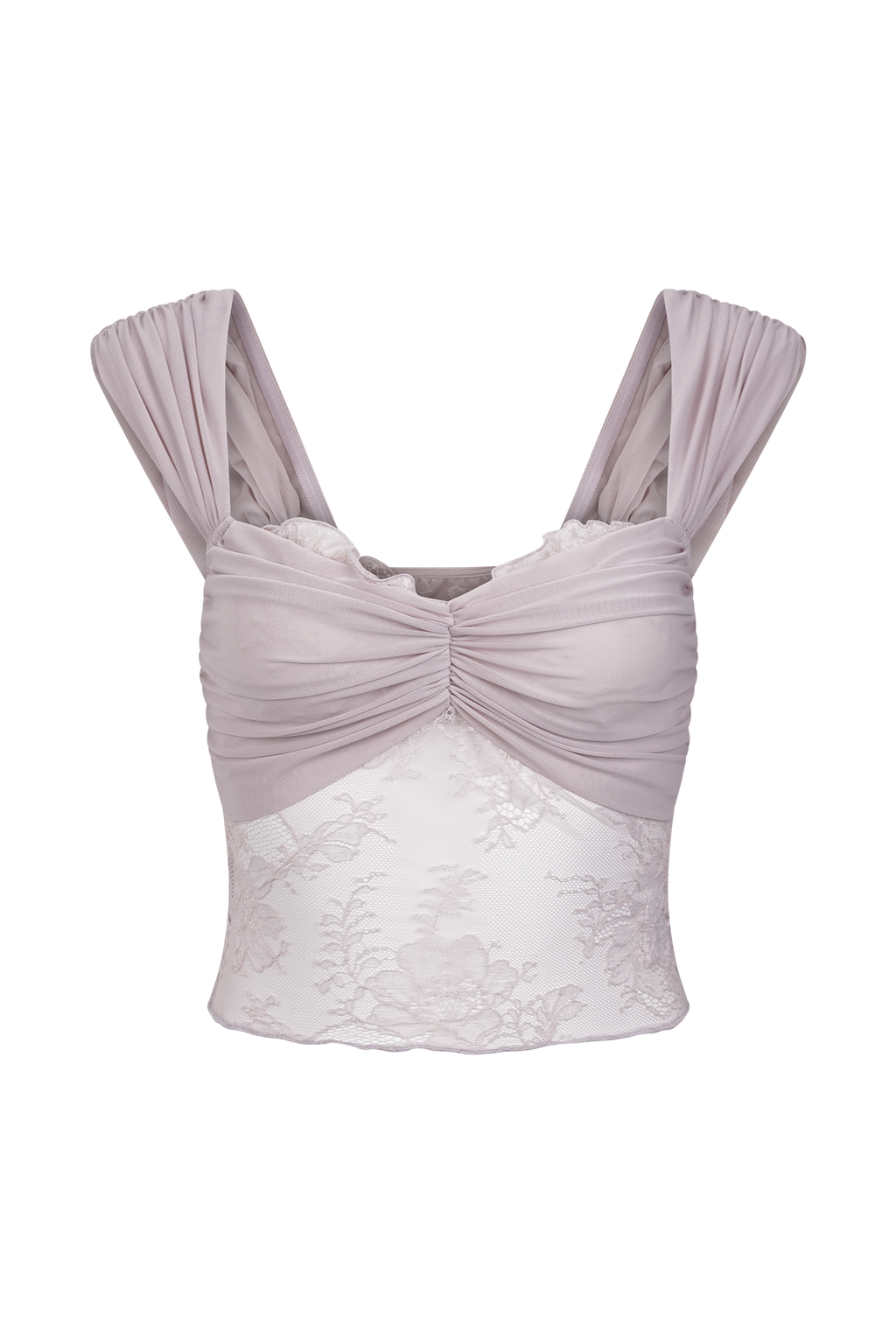 Guinevere Lace And Mesh Top - Lilac