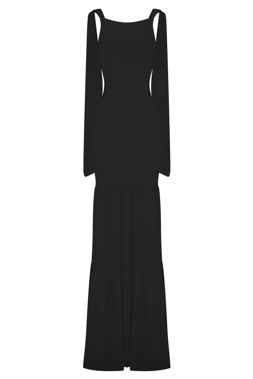 Haille Knit Chiffon Maxi Dress - Black