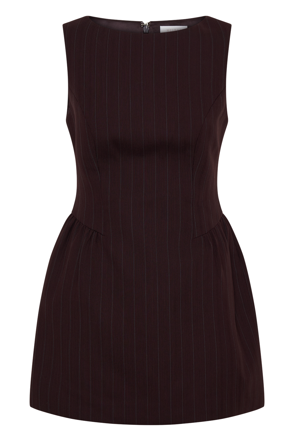 Hallie Boat Neck Mini Dress - Plum Pinstripe