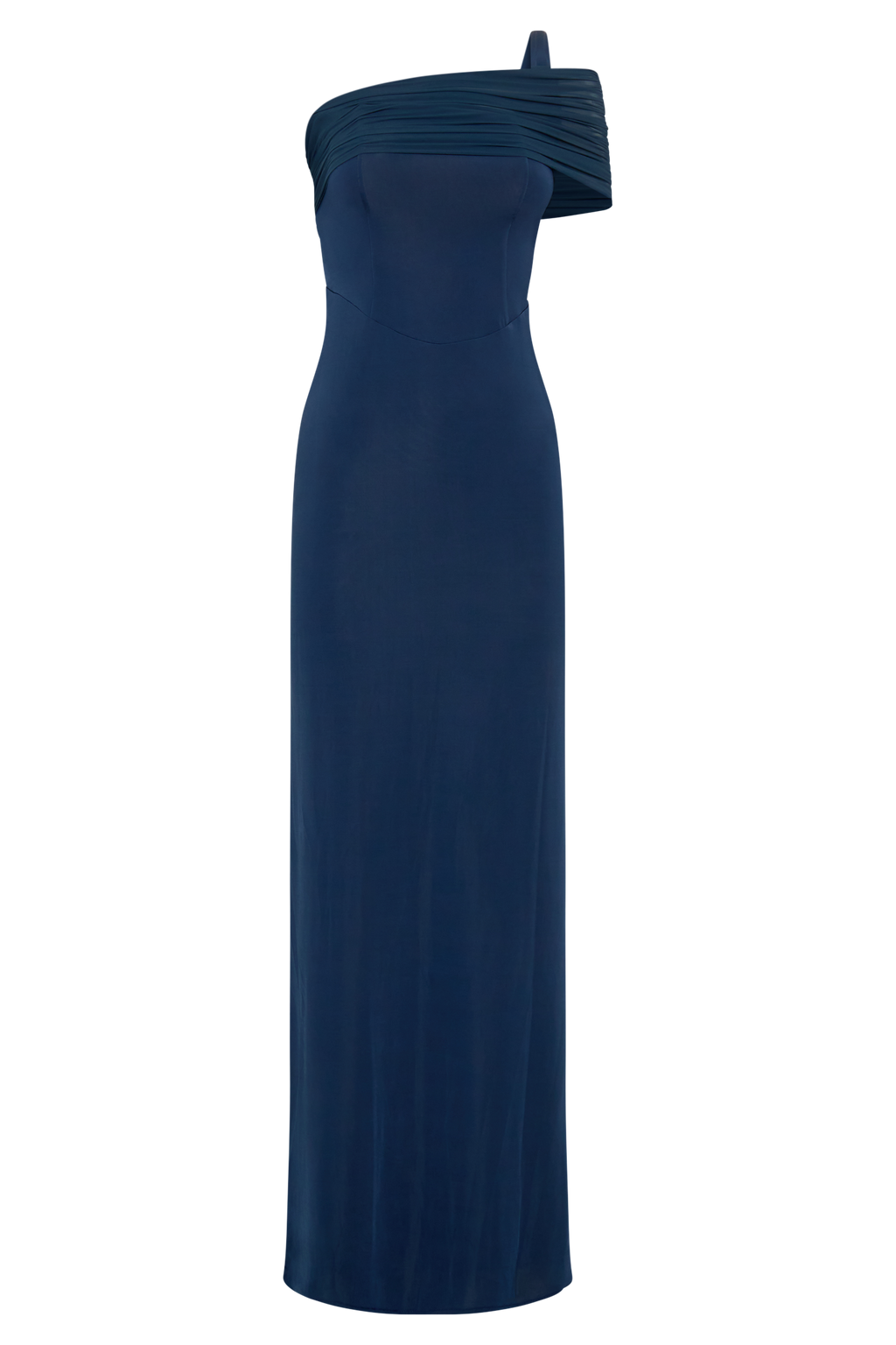 Hanh One Shoulder Mesh Maxi Dress - Ink Blue