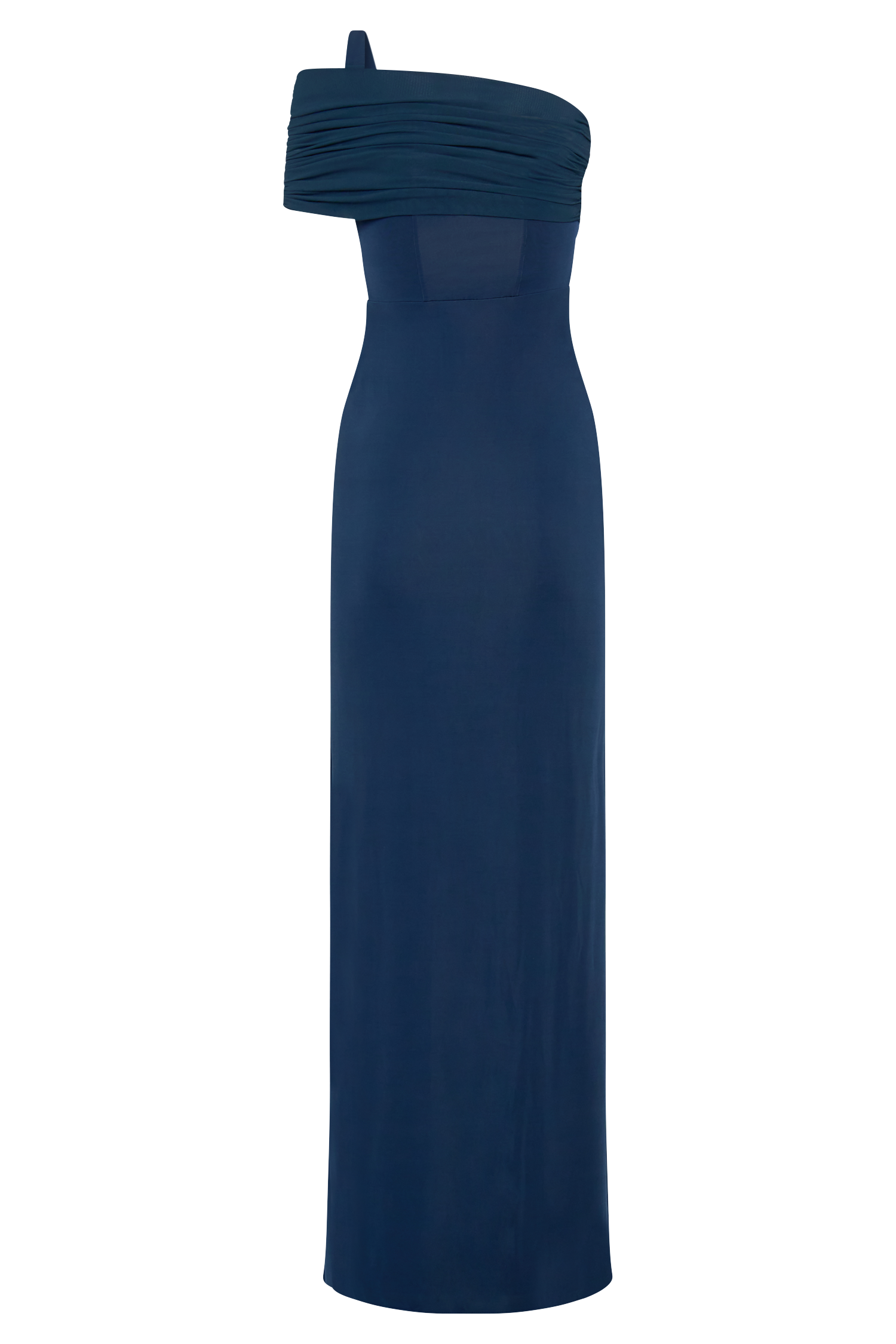 Hanh One Shoulder Mesh Maxi Dress - Ink Blue