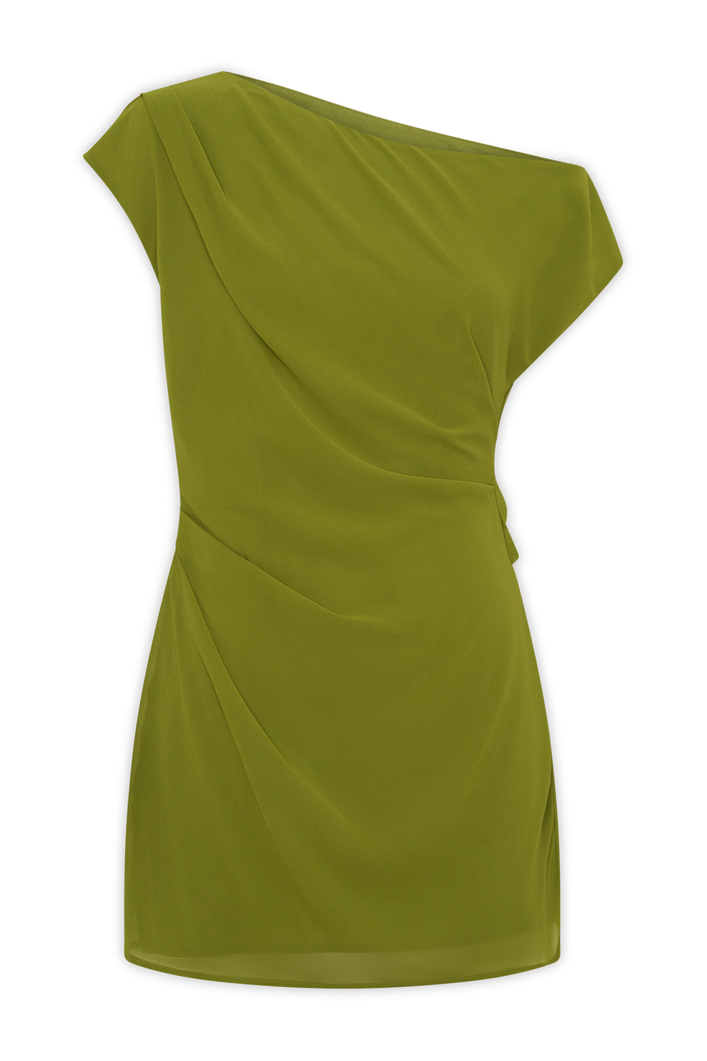 Hannah Asymmetric Neckline Mini Dress - Olive