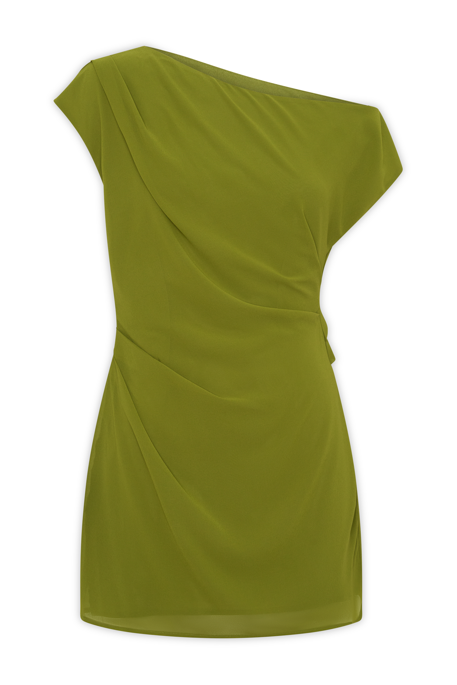 Hannah Asymmetric Neckline Mini Dress - Olive