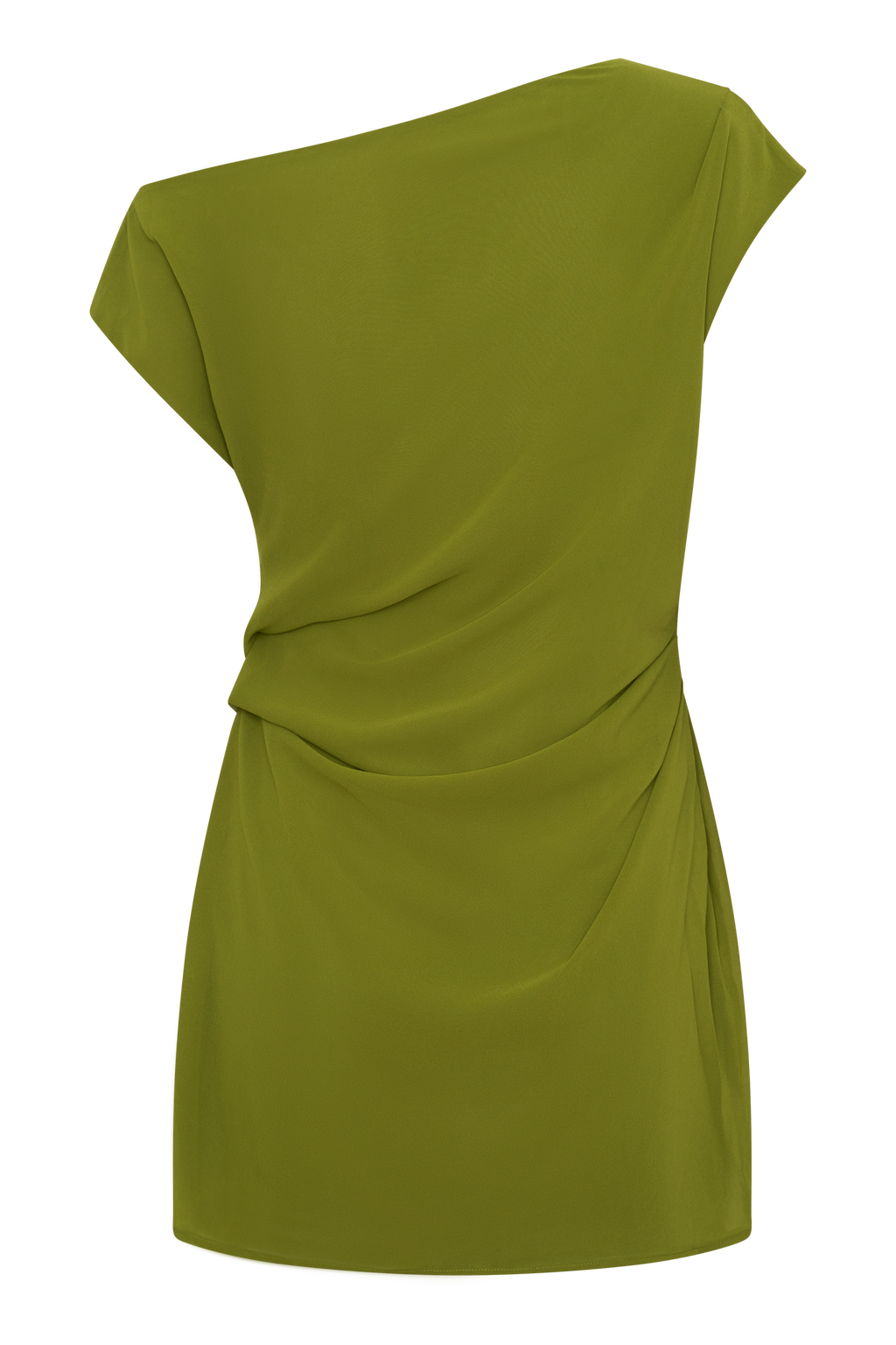 Hannah Asymmetric Neckline Mini Dress - Olive