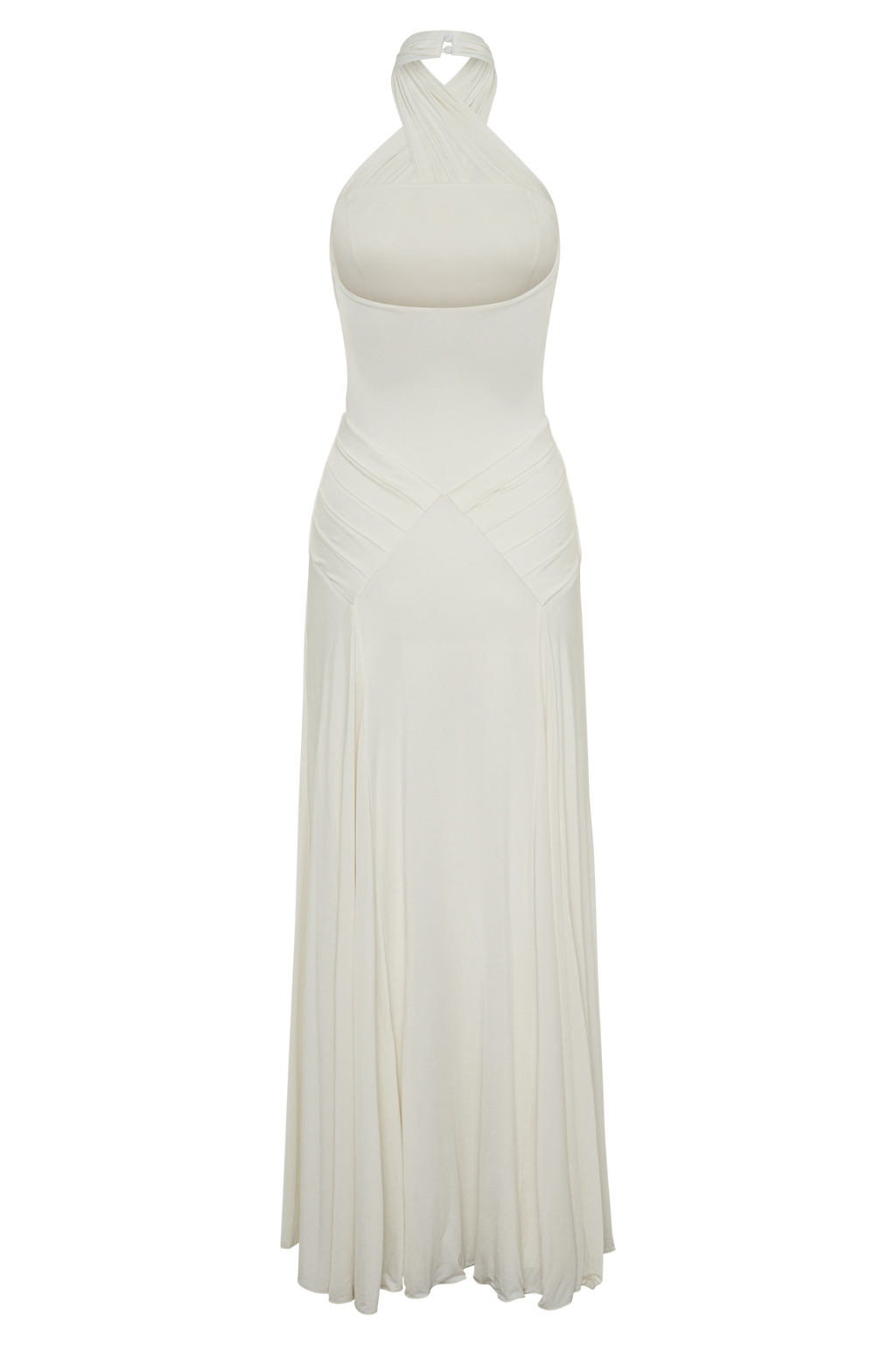 Indira Gathered Slinky Halter Maxi Dress - Ivory