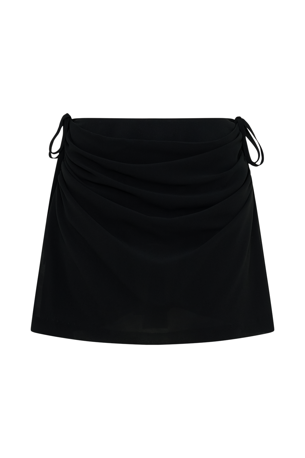 Indie Draped Chiffon Mini Skirt - Black