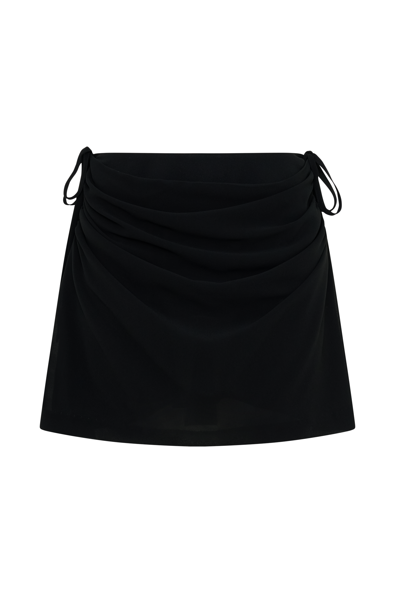 Indie Draped Chiffon Mini Skirt - Black