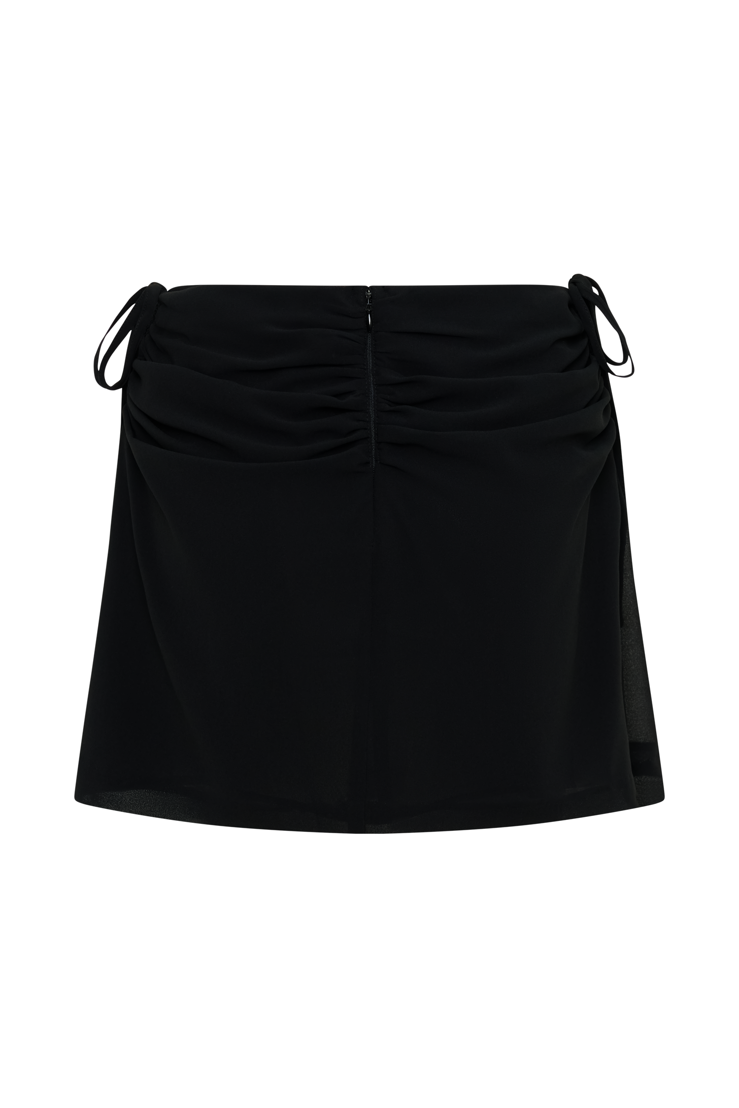 Indie Draped Chiffon Mini Skirt - Black