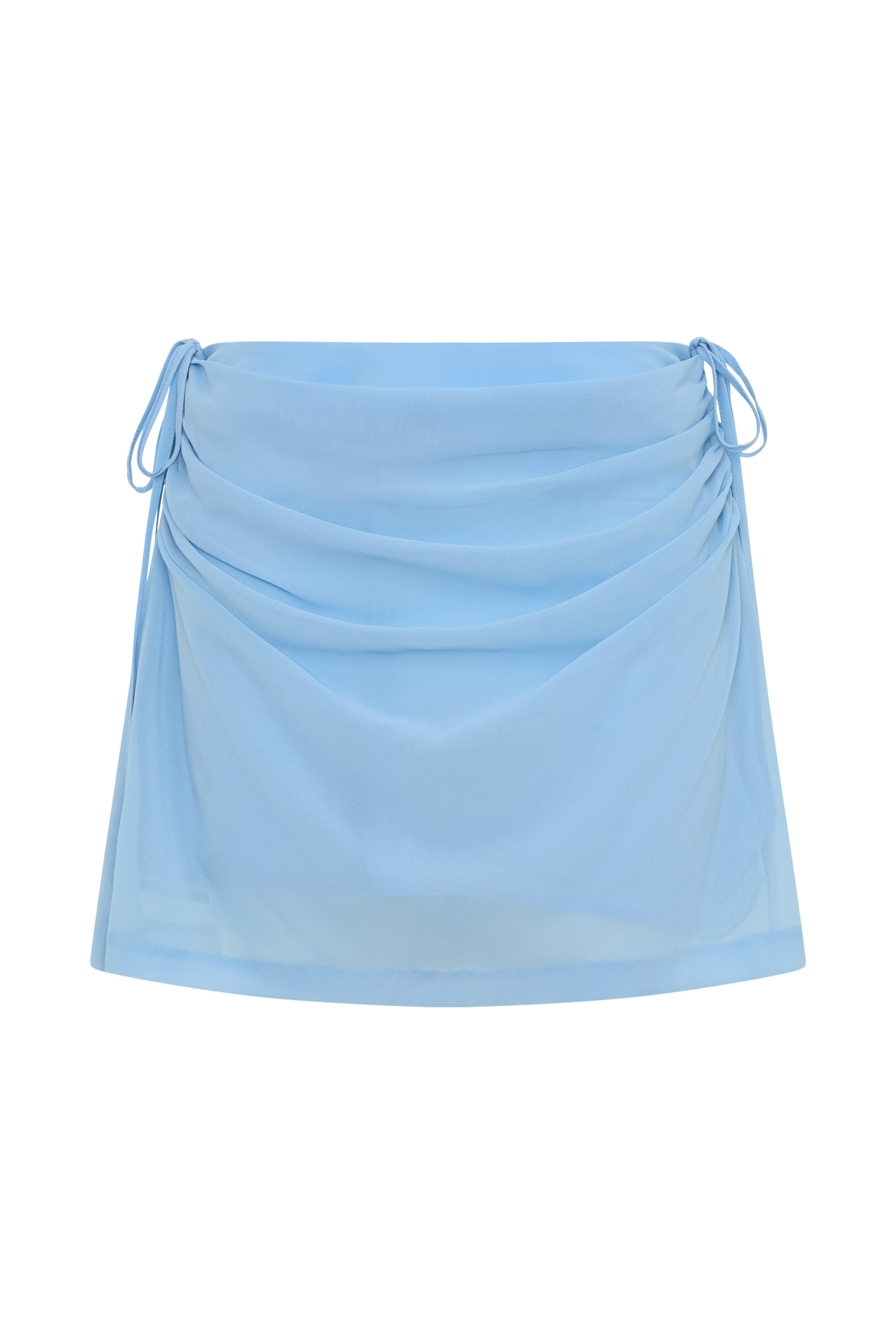 Indie Draped Chiffon Mini Skirt - Sky Blue