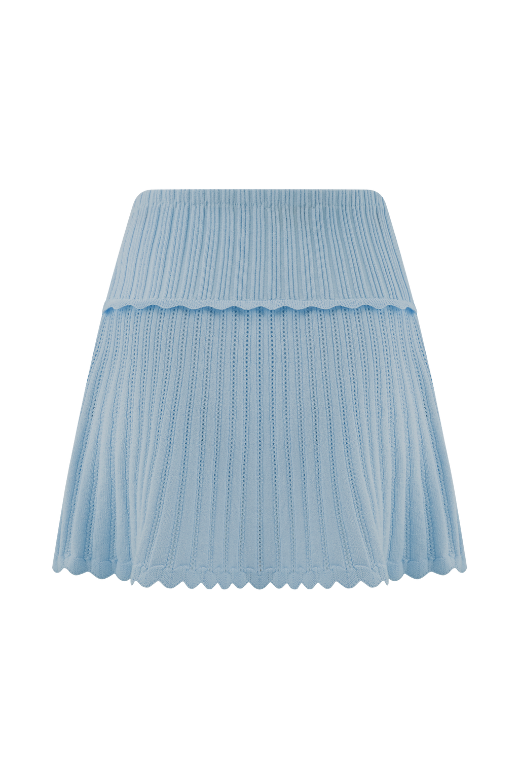 Indy Pointelle Knit Mini Skirt - Cornflower Blue