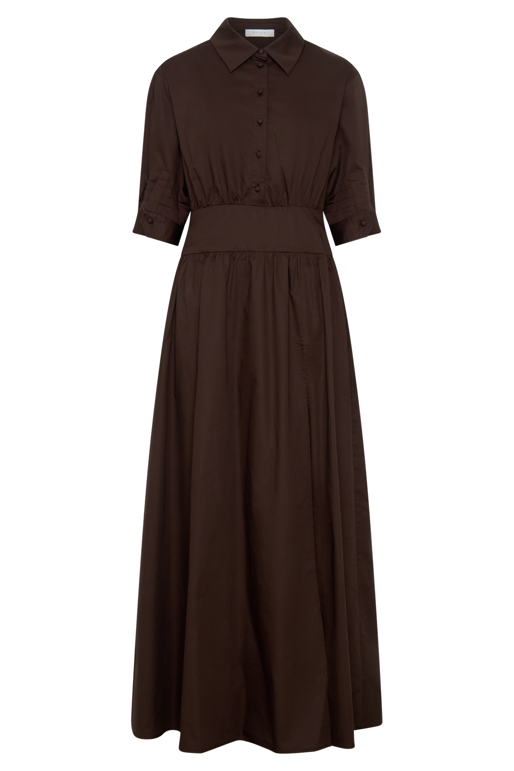 Isolde Long Sleeve Cotton Maxi Dress - Dark Chocolate