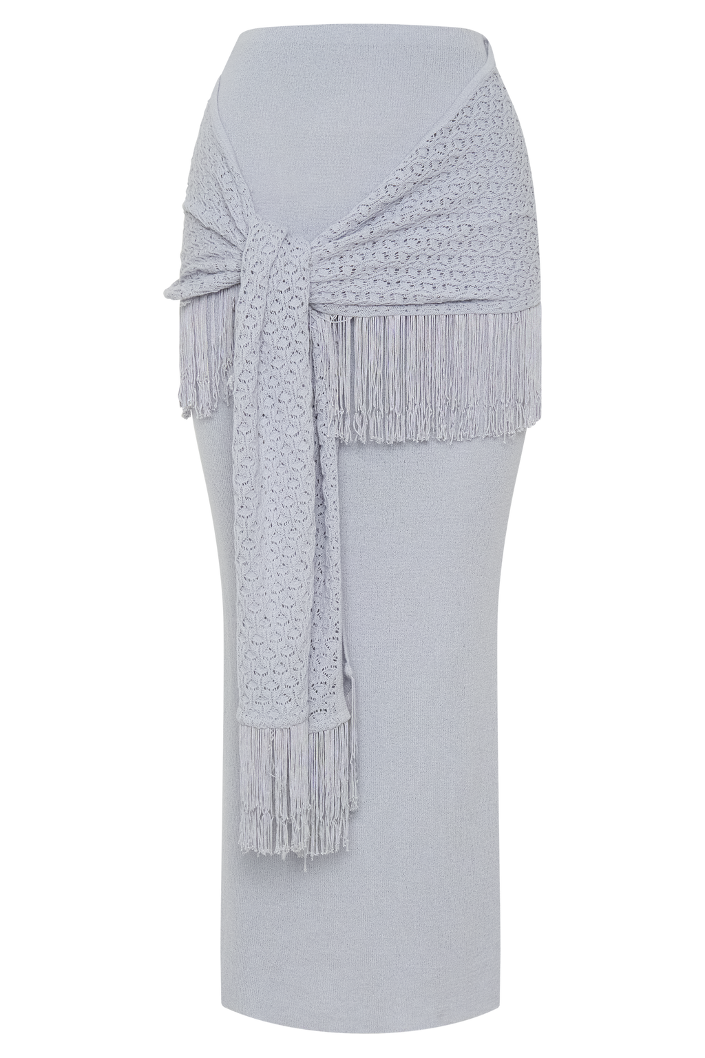 Jaytee Knit Maxi Skirt With Fringe Tie - Sky Blue