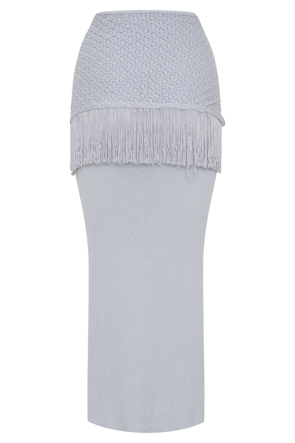 Jaytee Knit Maxi Skirt With Fringe Tie - Sky Blue