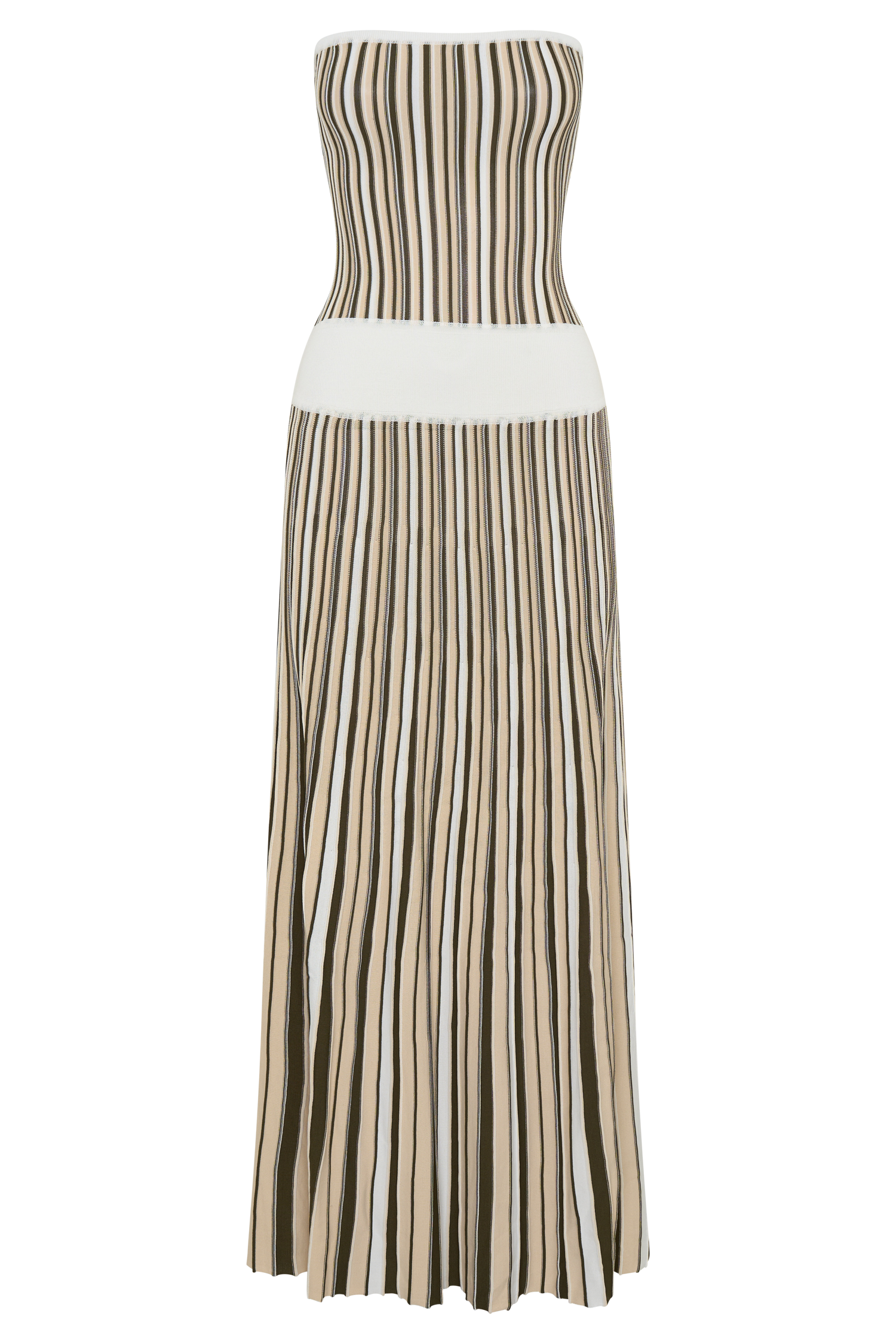 Joyce Stripe Maxi Knit Dress - Khaki/Ivory