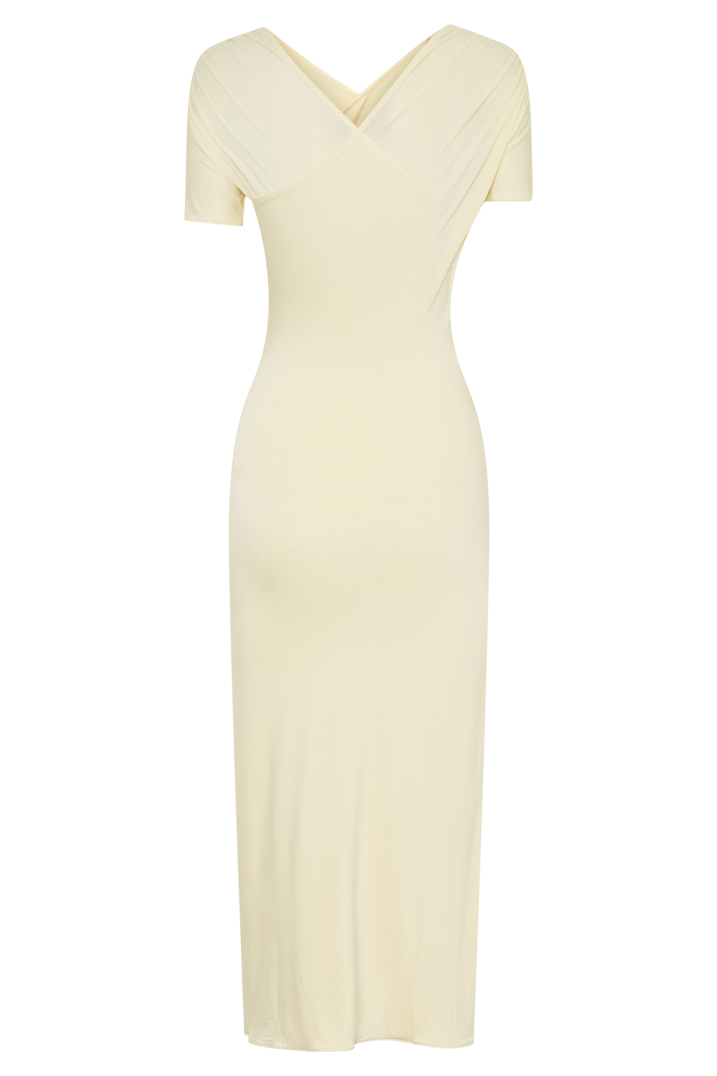 Junie Cross-Over Neck Slinky Maxi Dress - Lemon