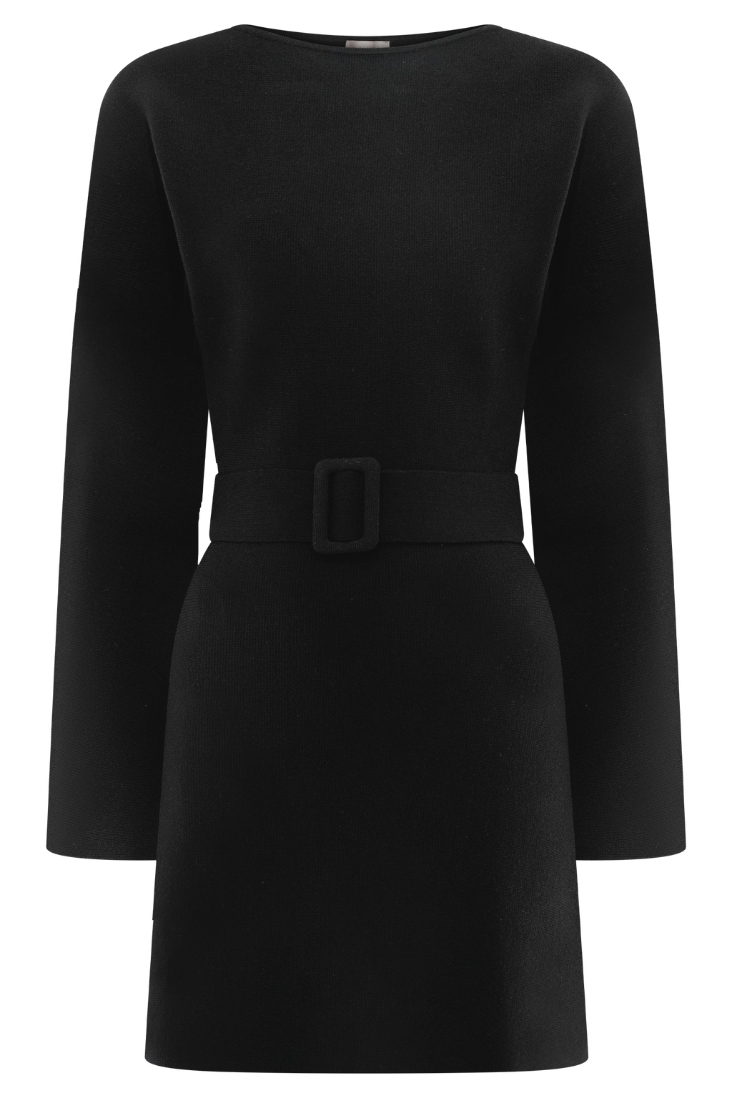 Kassie Belt Tie Knit Mini Dress - Black