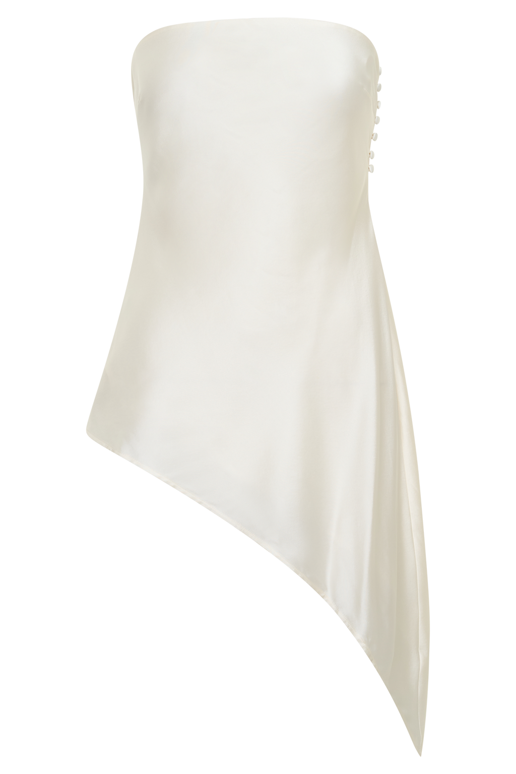 Kayla Silk Blend Strapless Asymmetric Top - Ivory