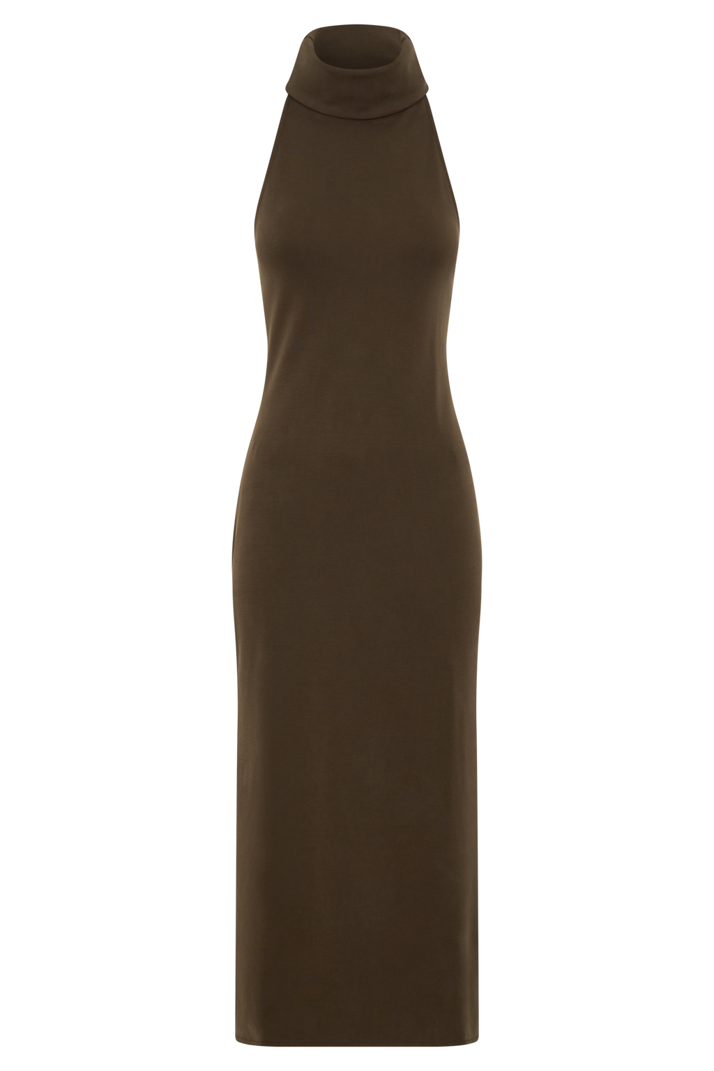 Kennedy High Neck Midi Dress - Chocolate