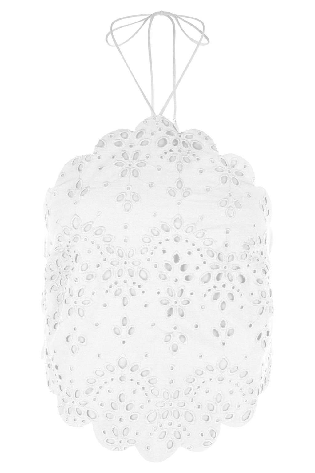 Kensley Broderie Halter Top - White