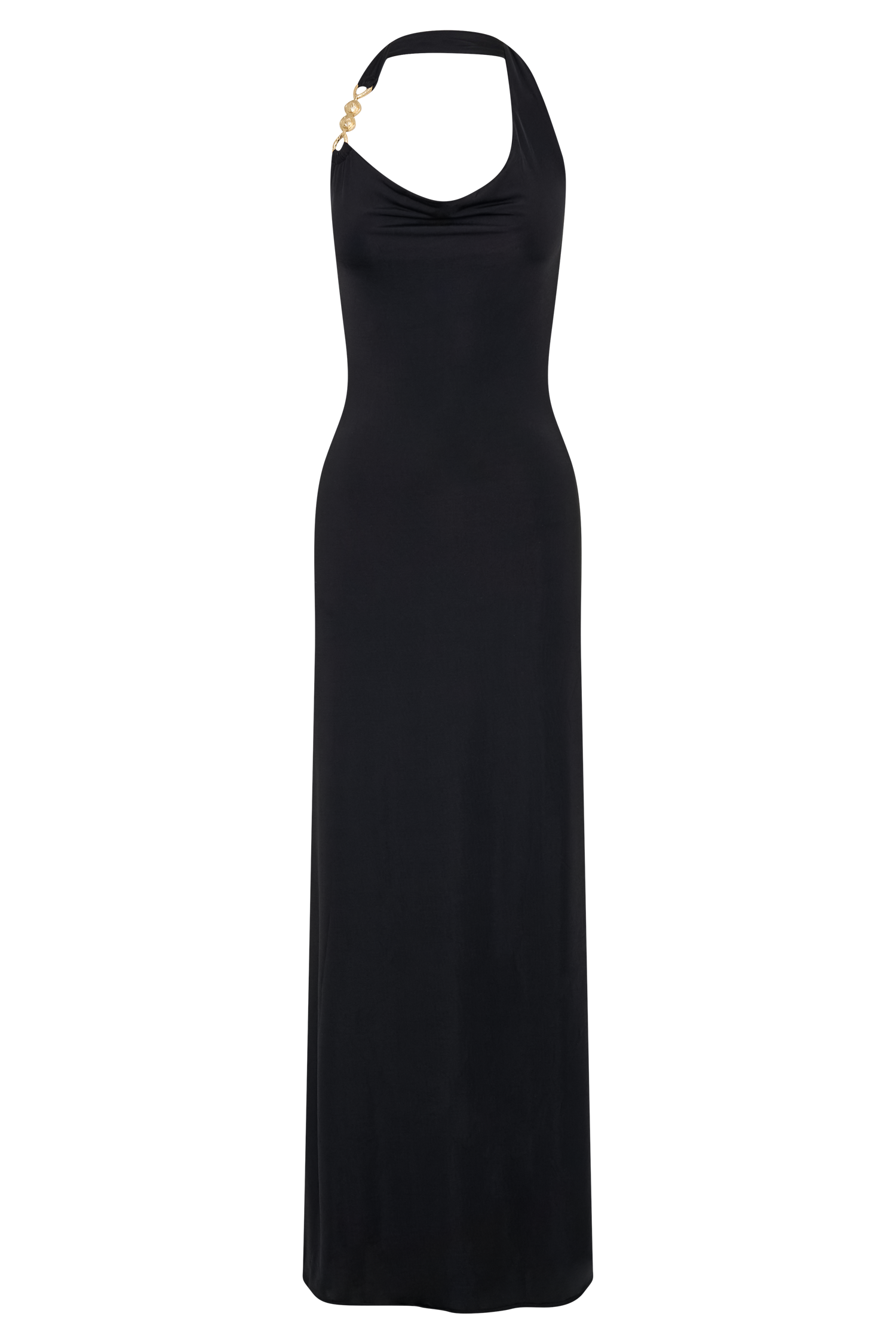 Khanh Slinky Halter Maxi Dress - Black