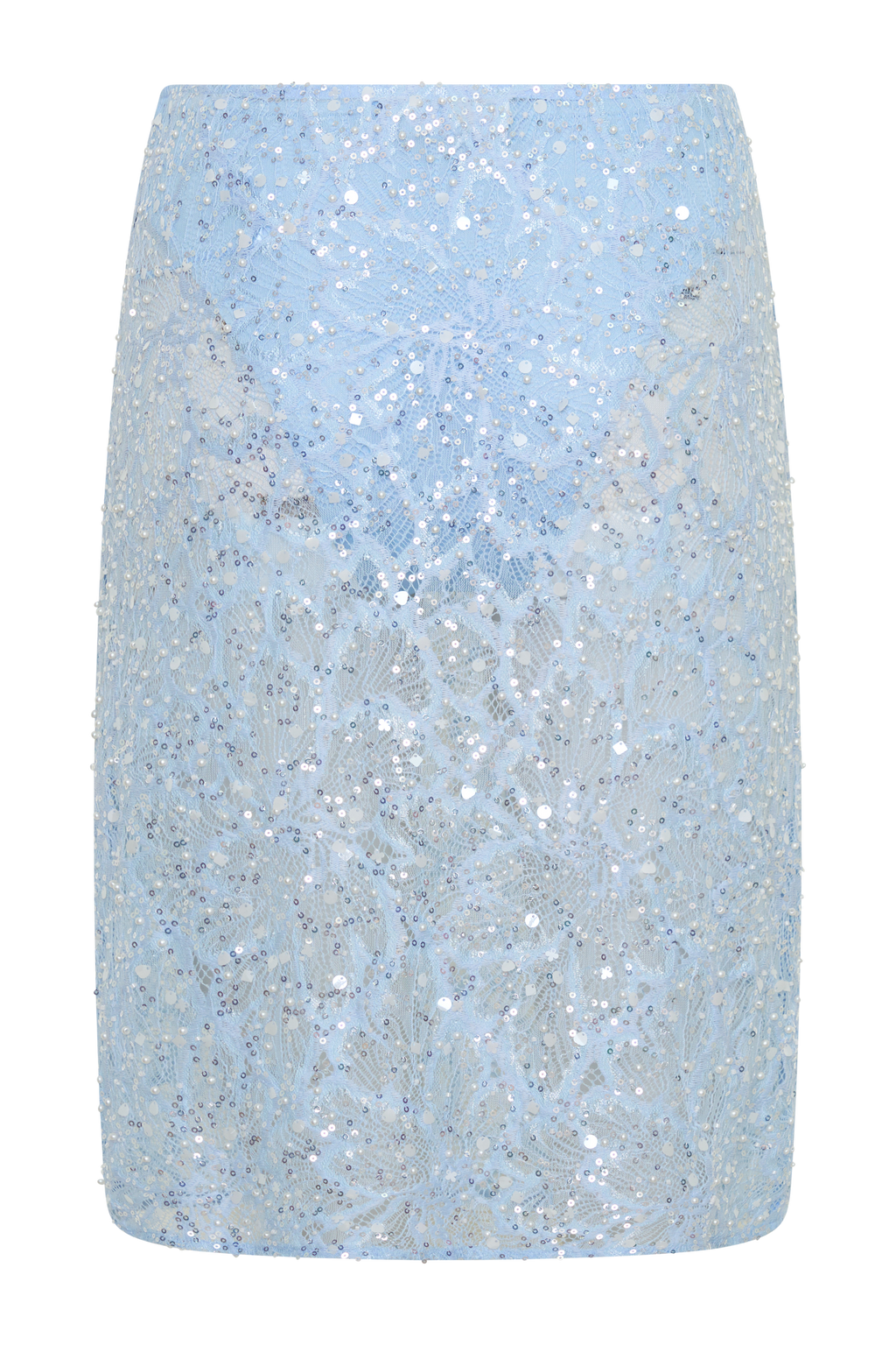Kiara Pearl Beaded Midi Skirt - Powder Blue