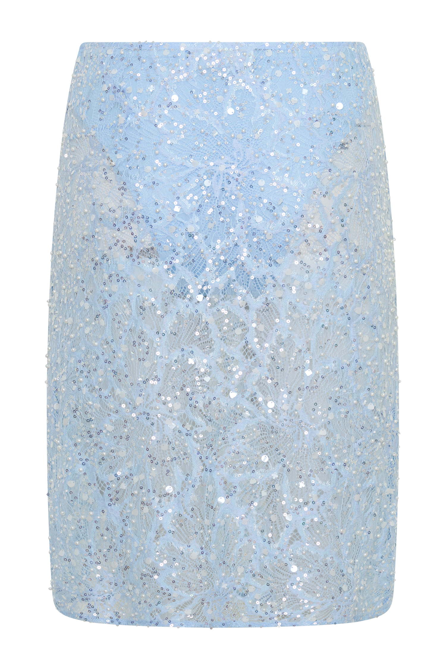 Kiara Pearl Beaded Midi Skirt - Powder Blue
