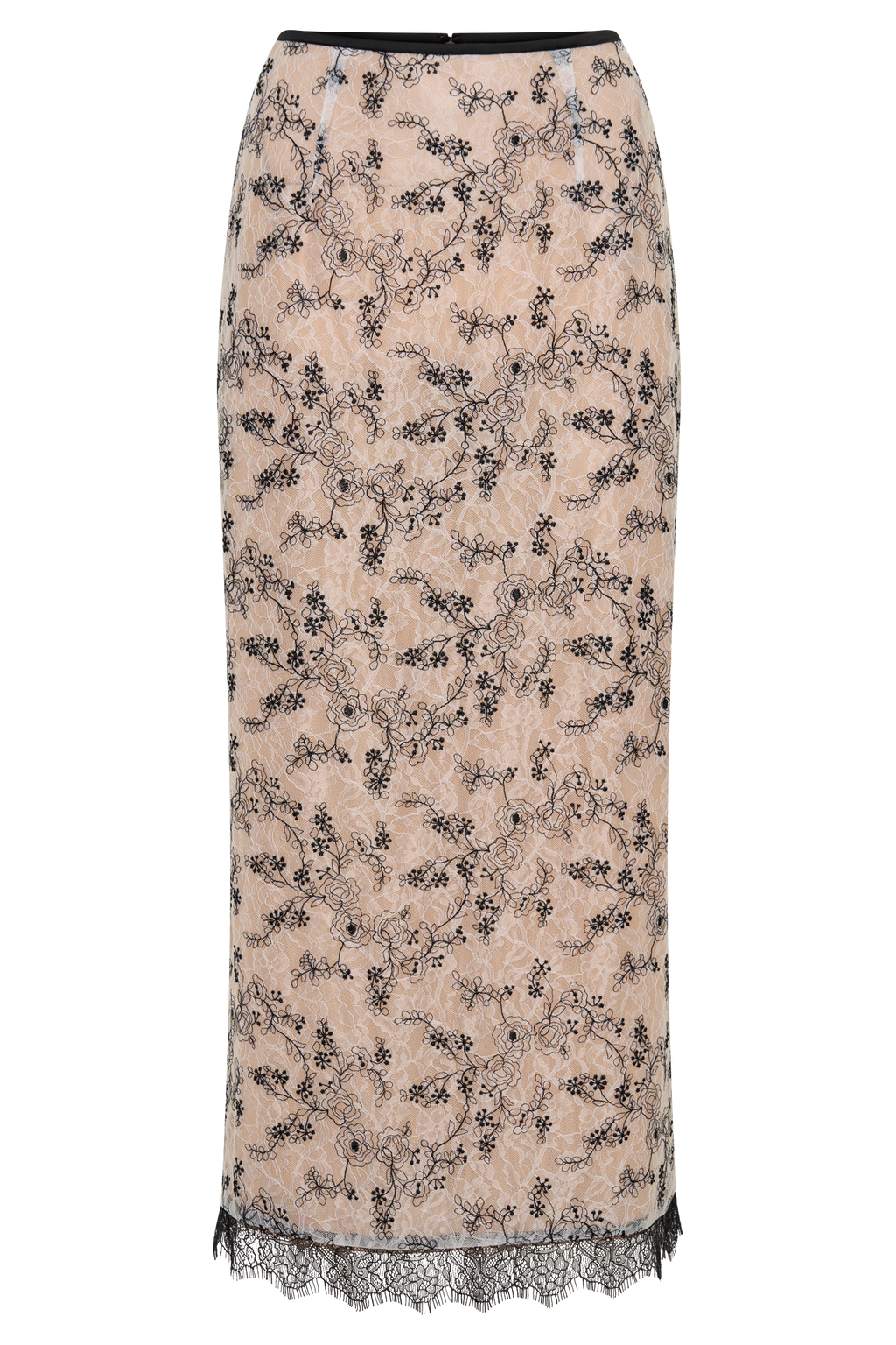 Kimberly Lace Pencil Midi Skirt - Nude Lace