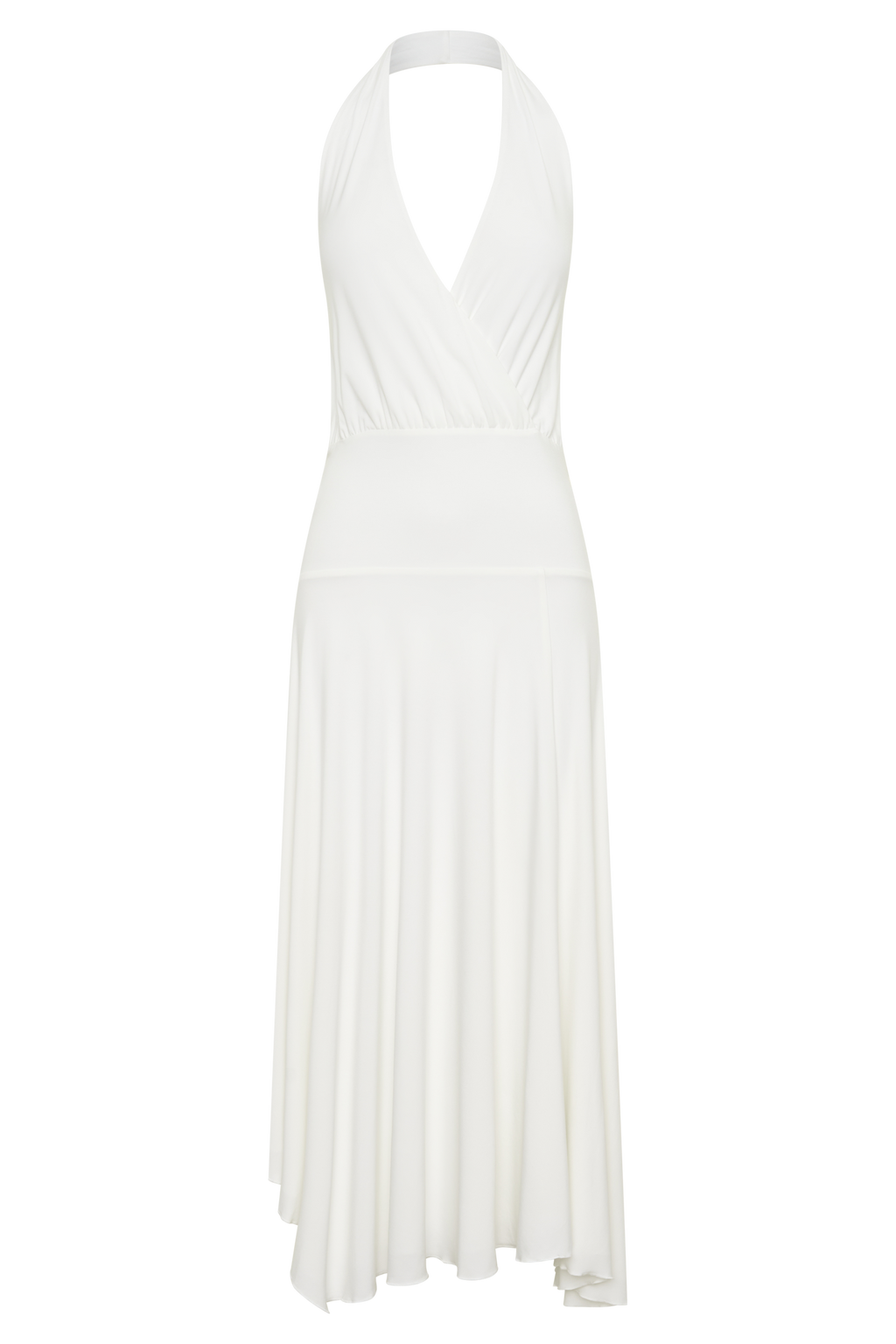 Krish Hankie Halter Midi Dress - White