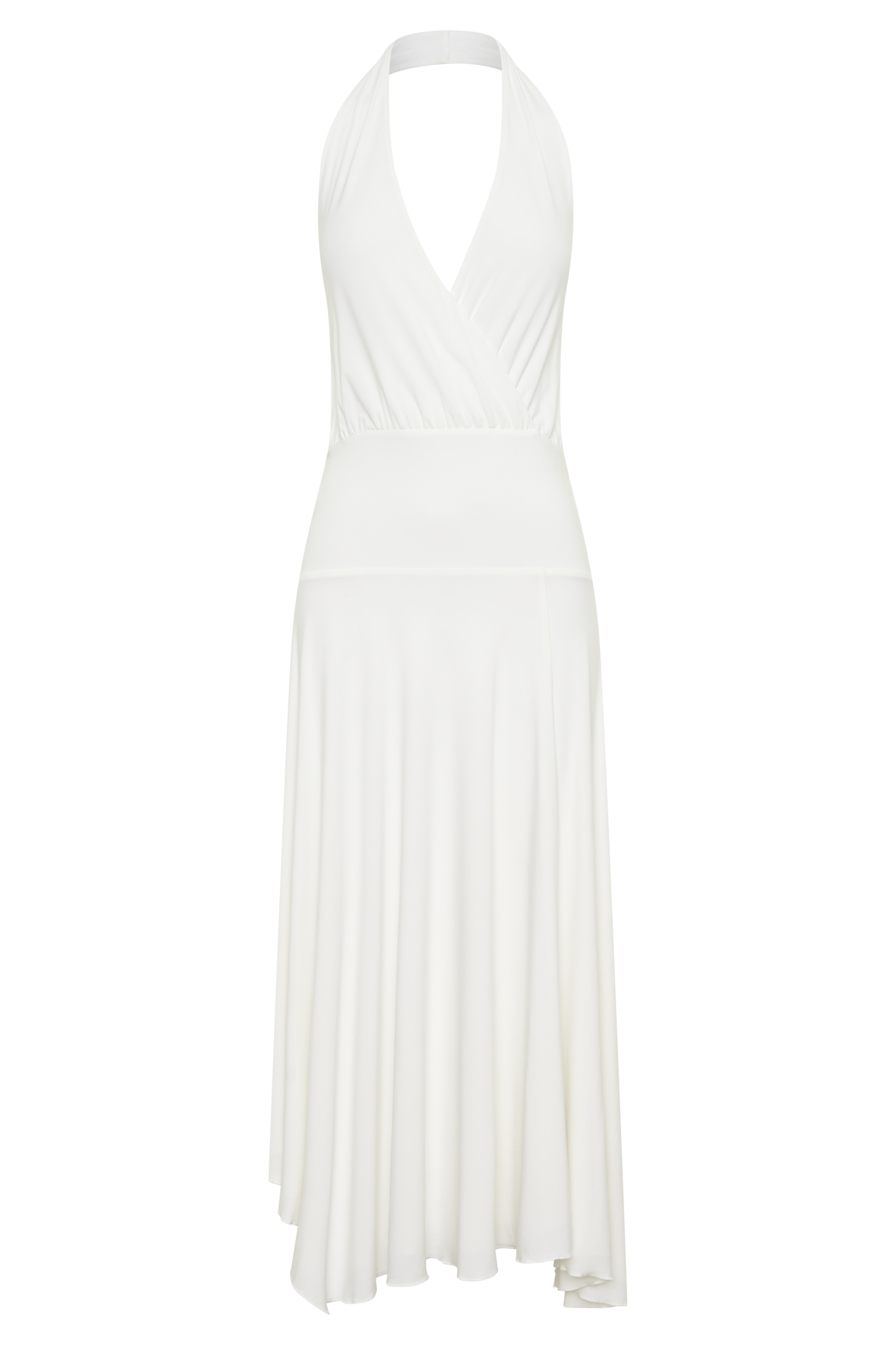 Krish Hankie Halter Midi Dress - White