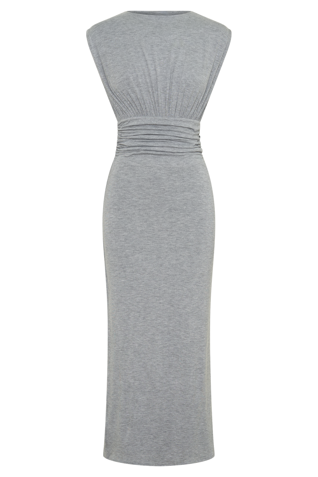 Kura Ruched Modal Sleeveless Midi Dress - Grey Marle