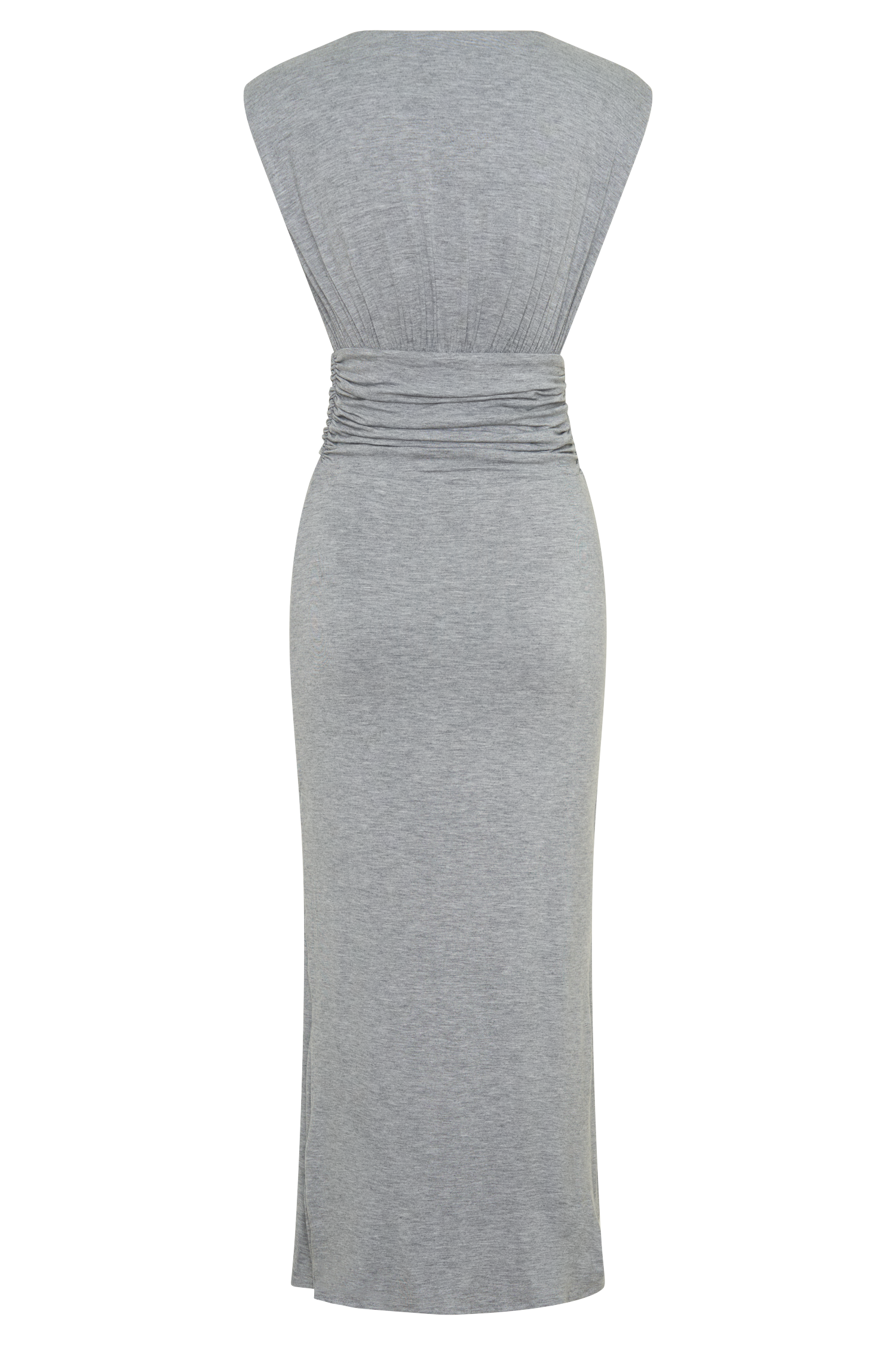 Kura Ruched Modal Sleeveless Midi Dress - Grey Marle